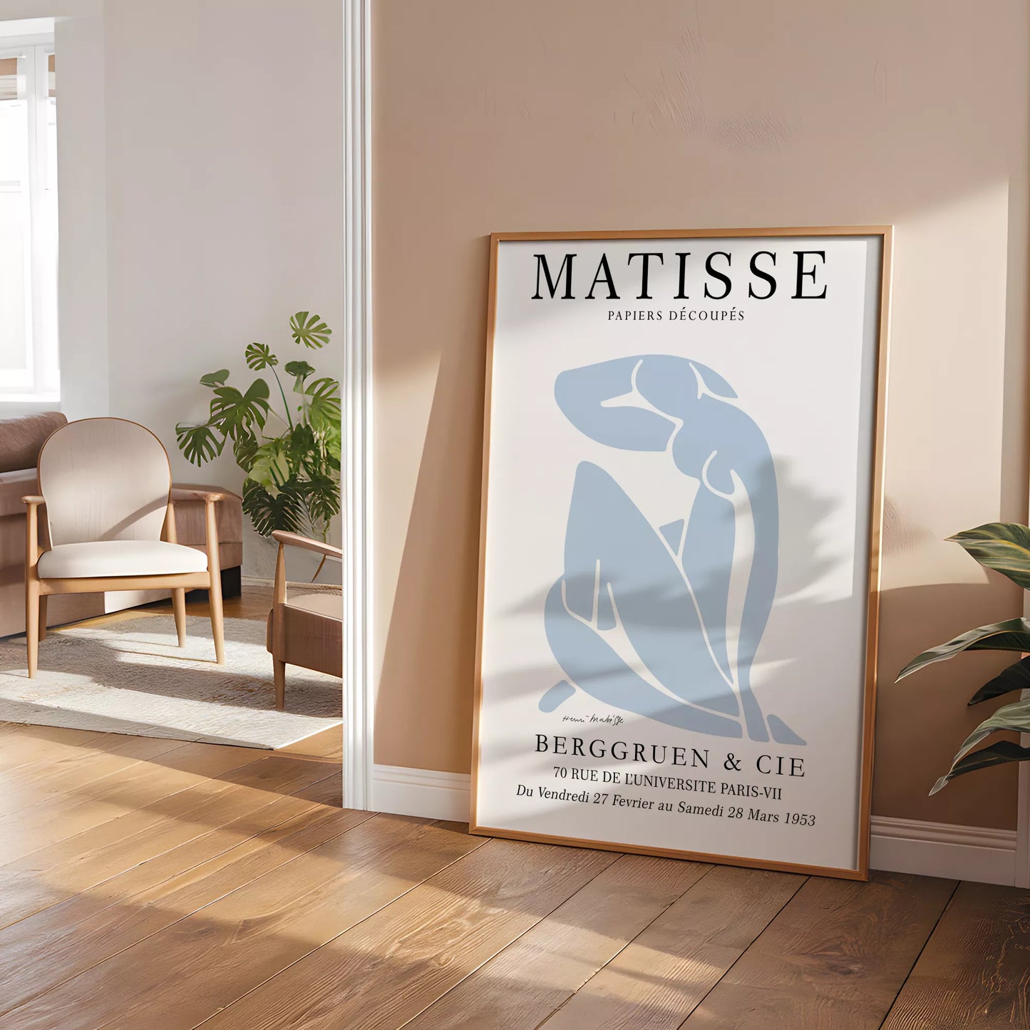 マティスのブルー抽象画が特徴の現代アートポスター、壁掛け用インテリアに最適