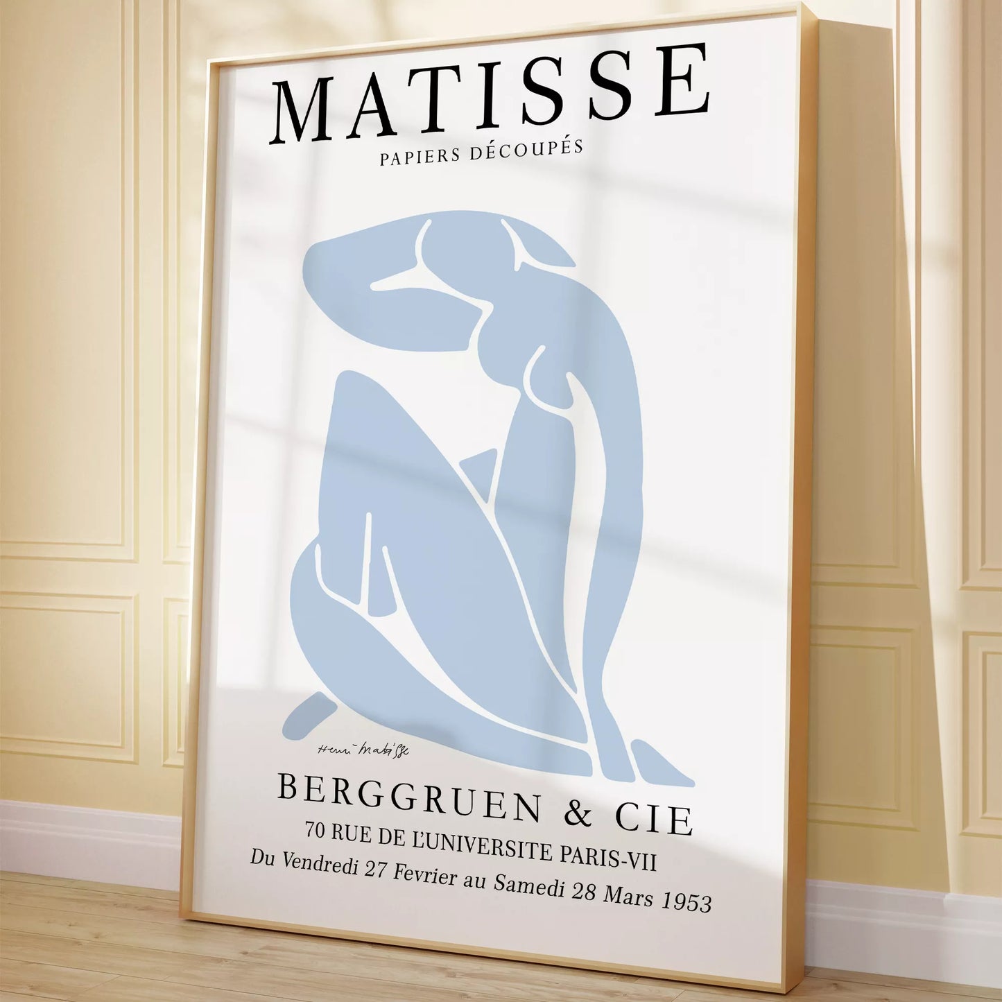 マティスのブルー抽象画が特徴の現代アートポスター、壁掛け用インテリアに最適