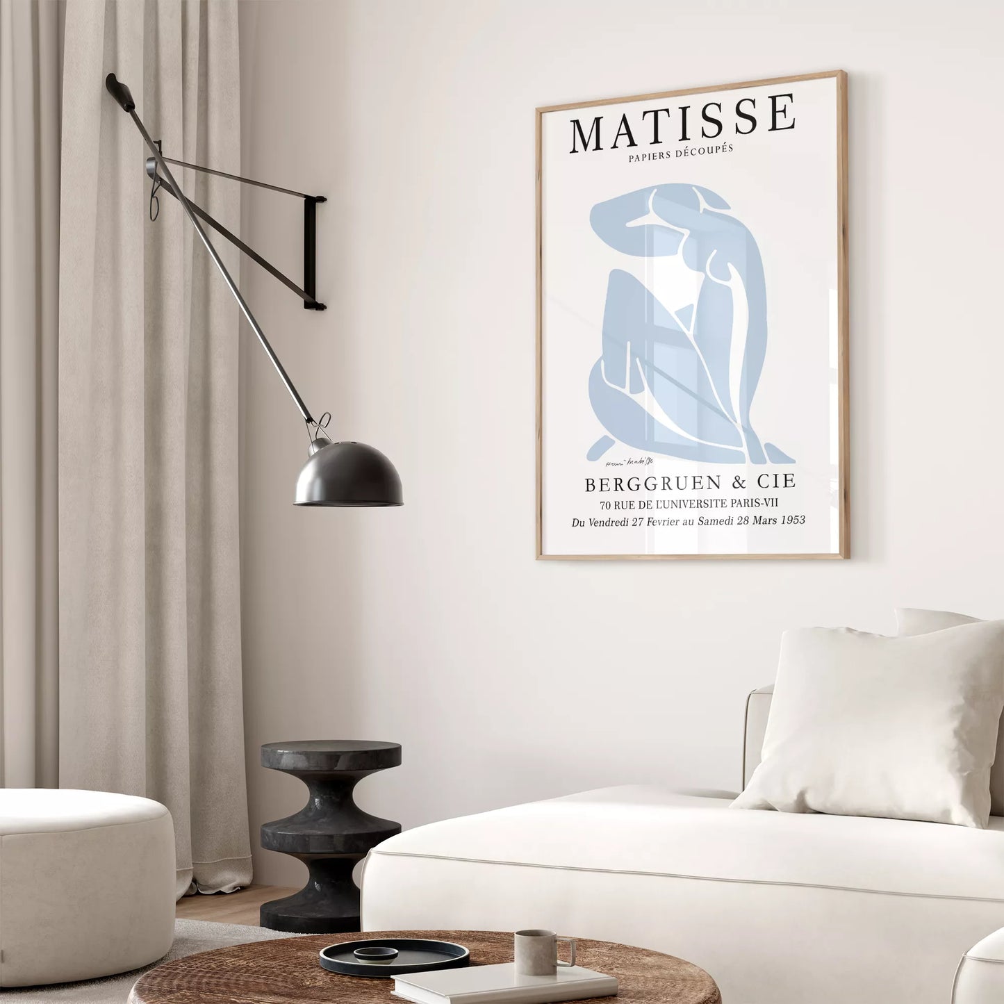 マティスのブルー抽象画が特徴の現代アートポスター、壁掛け用インテリアに最適