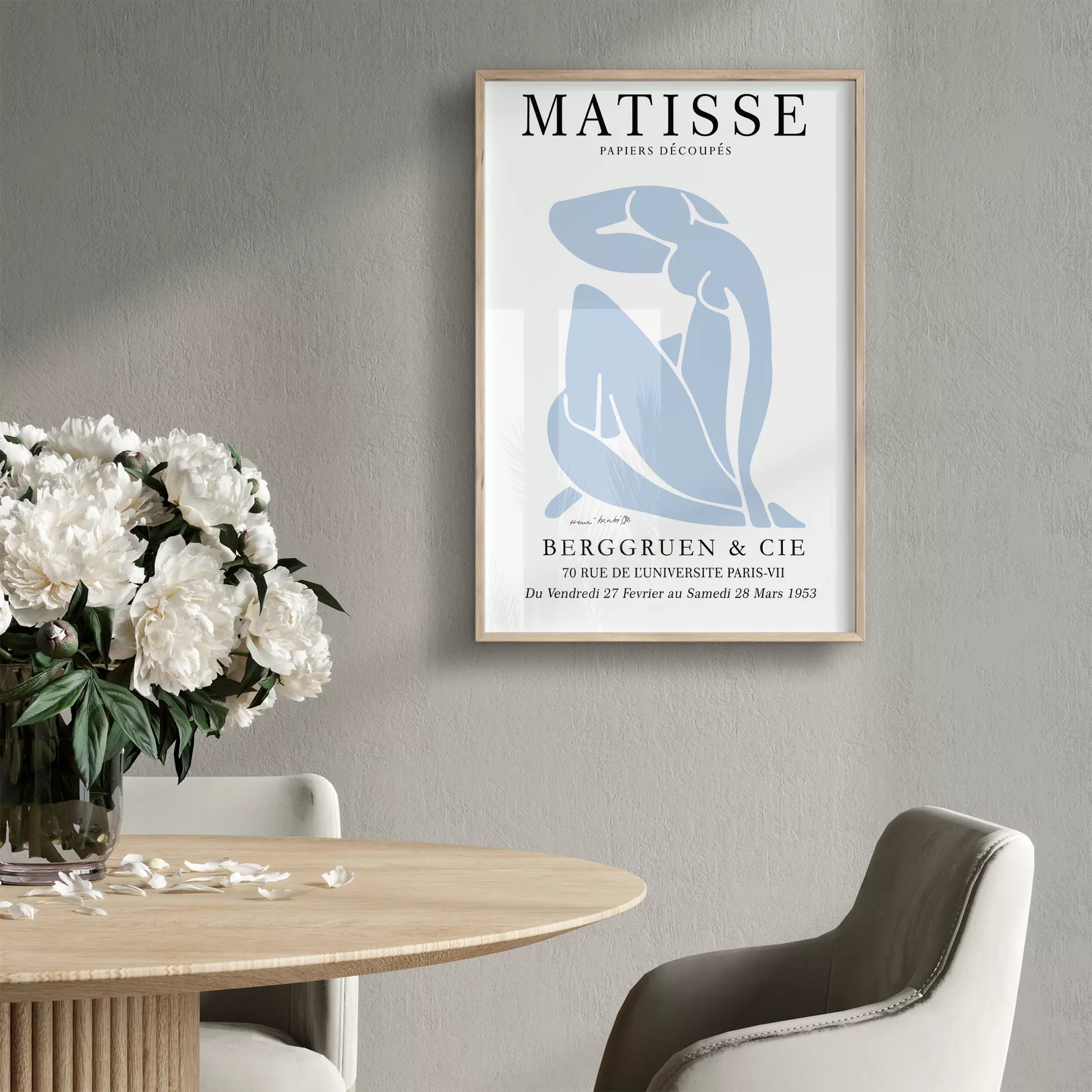 マティスのブルー抽象画が特徴の現代アートポスター、壁掛け用インテリアに最適