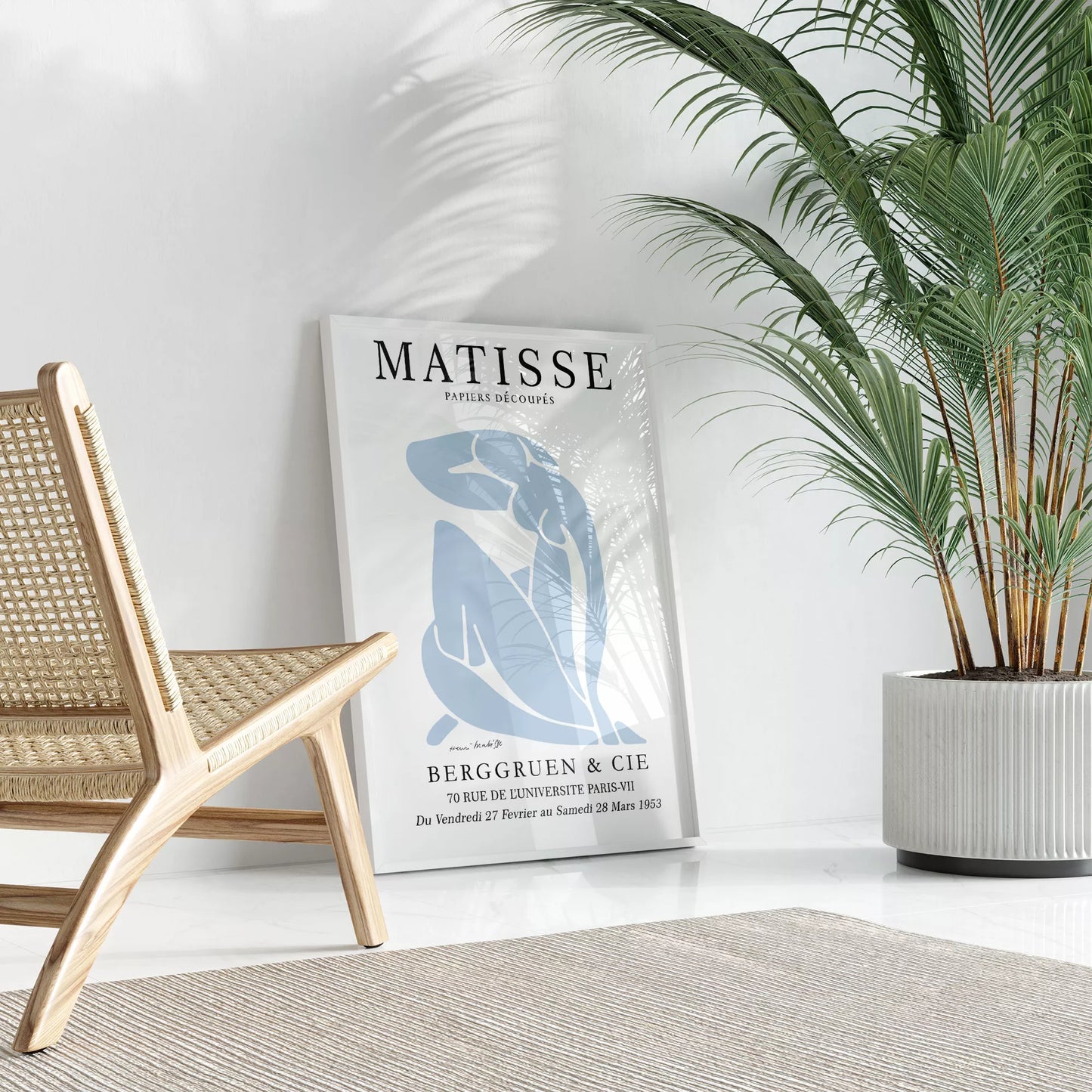 マティスのブルー抽象画が特徴の現代アートポスター、壁掛け用インテリアに最適