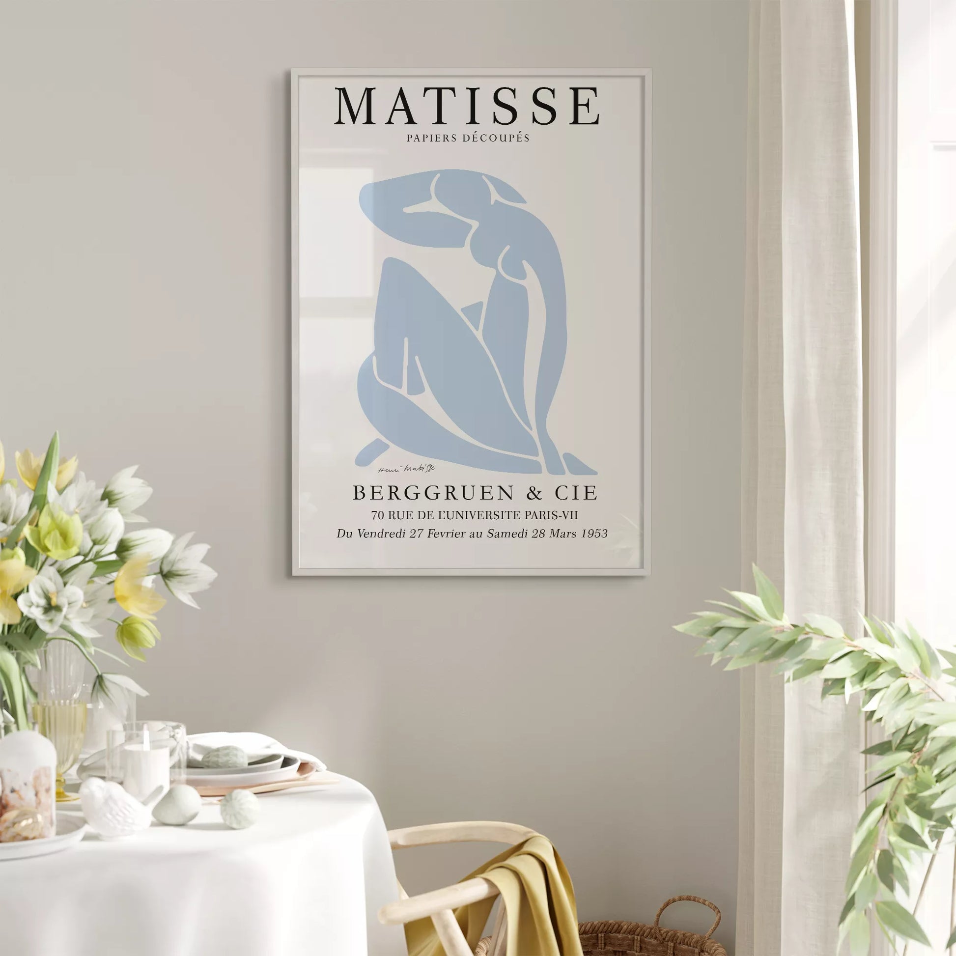 マティスのブルー抽象画が特徴の現代アートポスター、壁掛け用インテリアに最適