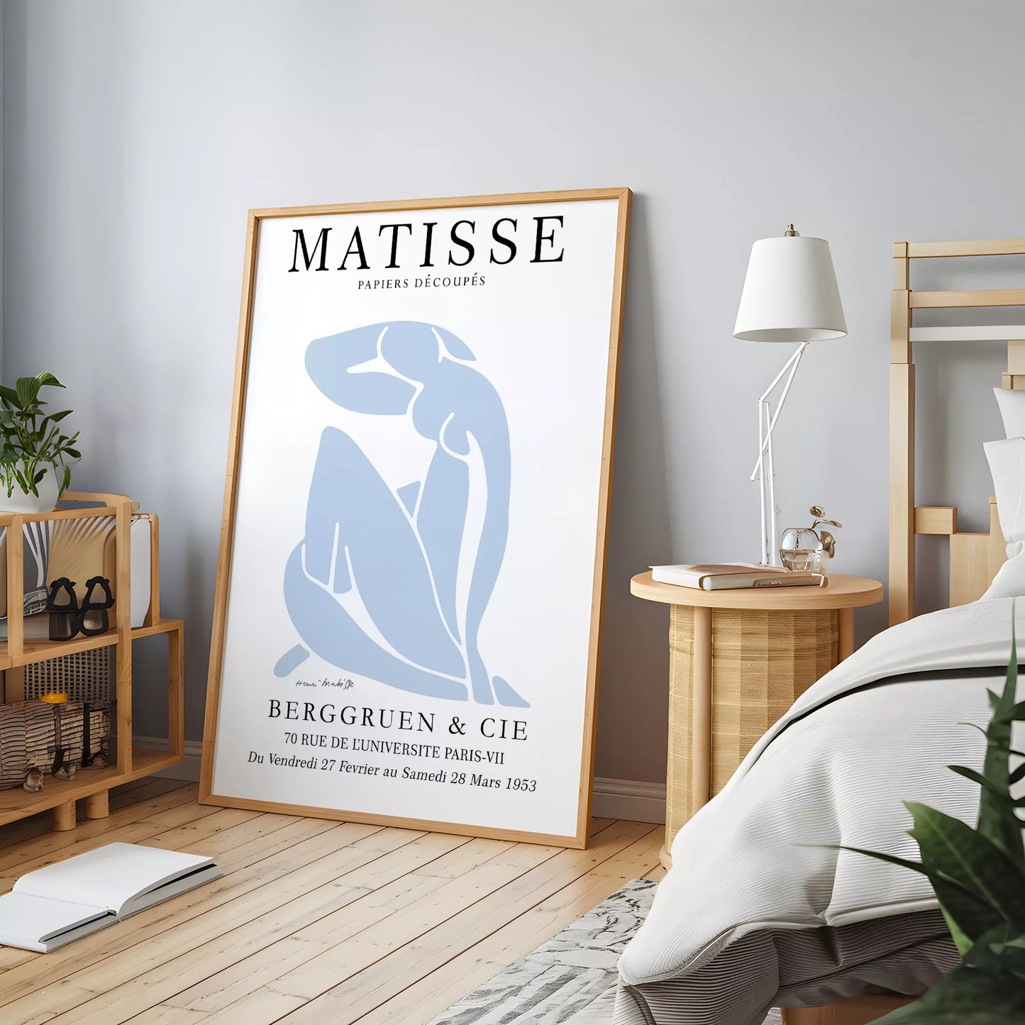 マティスのブルー抽象画が特徴の現代アートポスター、壁掛け用インテリアに最適