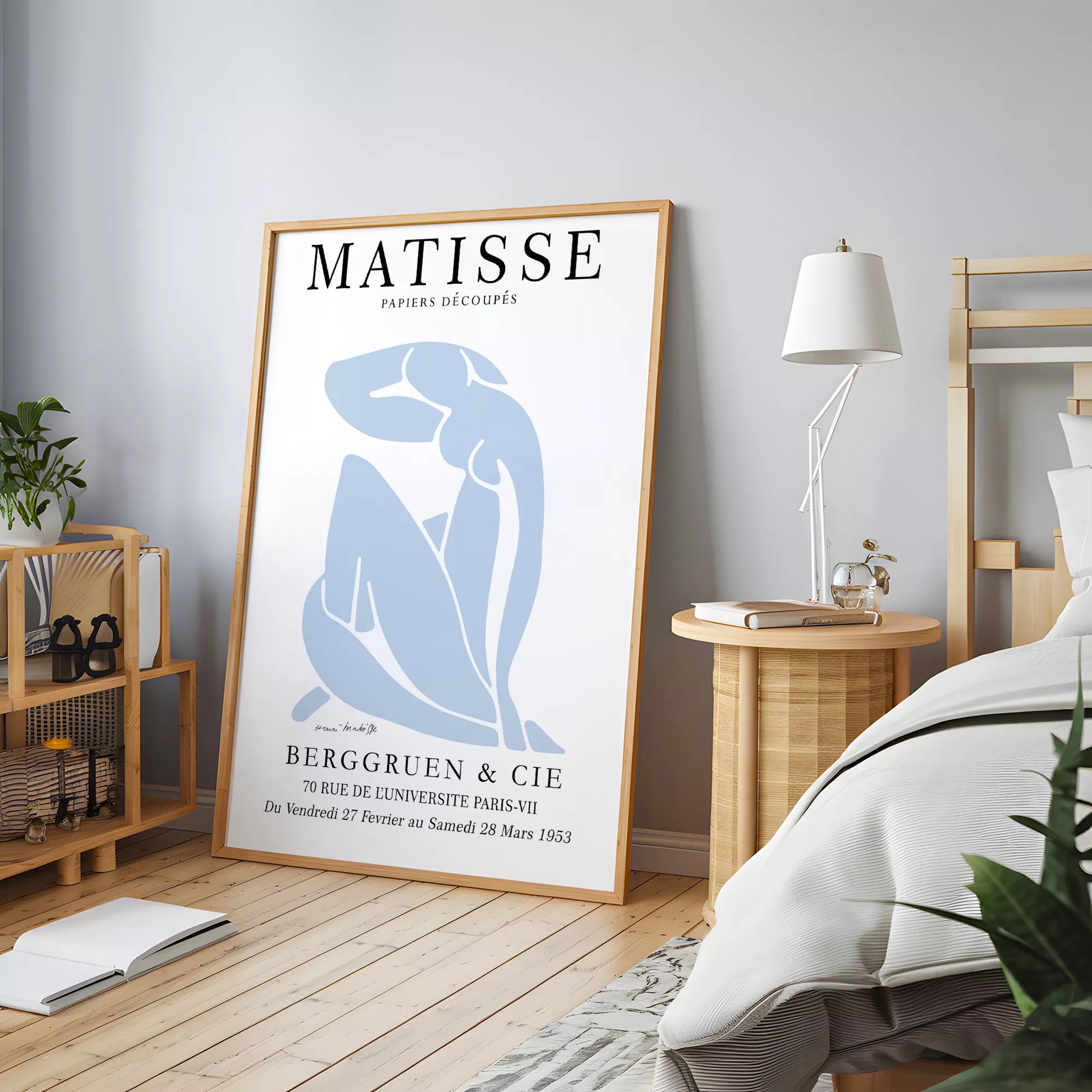 マティスのブルー抽象画が特徴の現代アートポスター、壁掛け用インテリアに最適