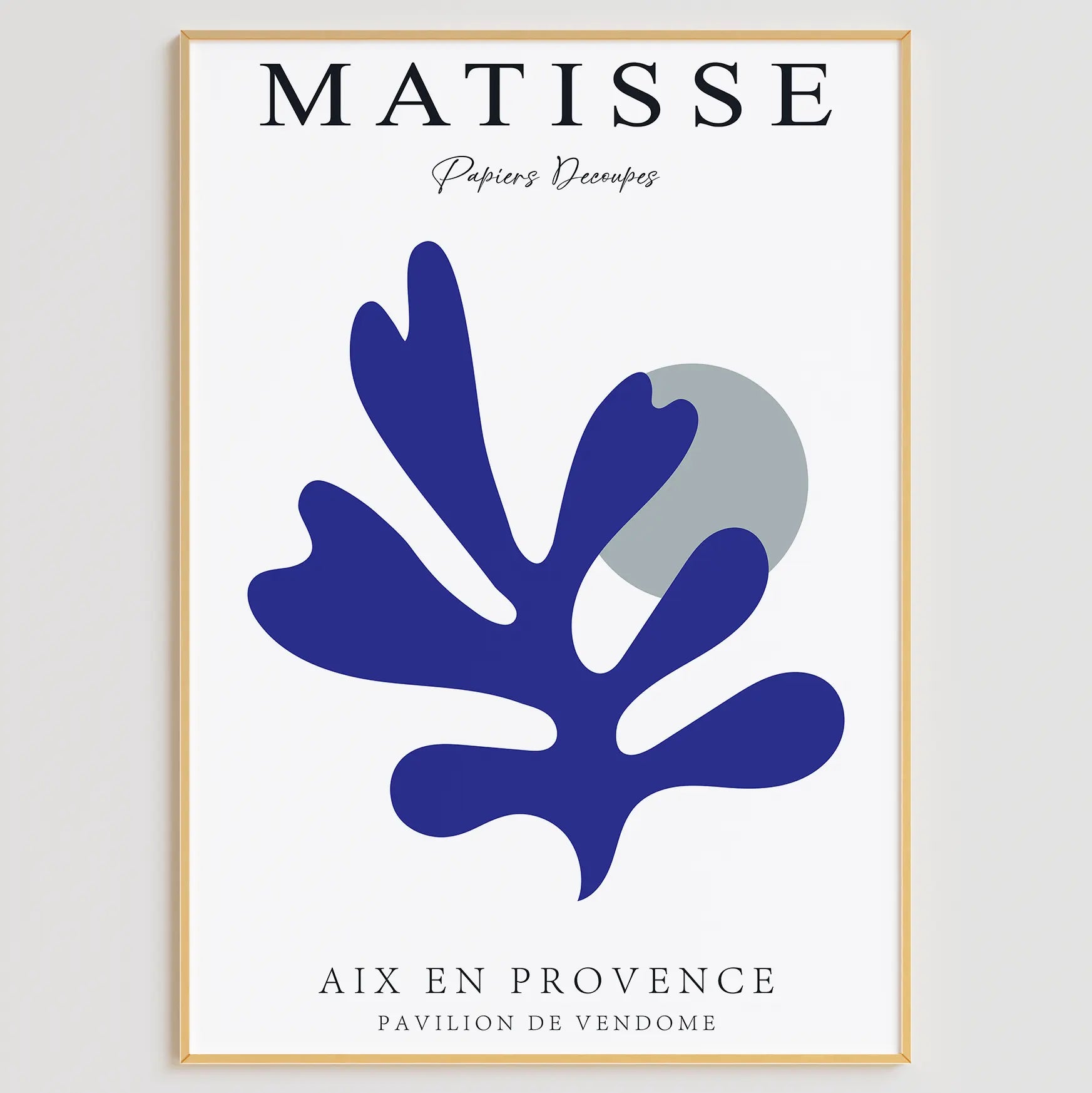 マティス展のモダンな青い葉のアートポスター3点セット