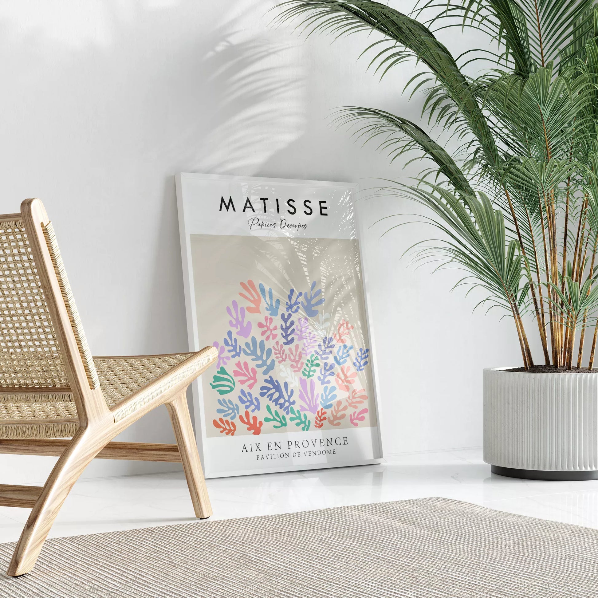 マティス風の抽象的な植物デザイン、パステルカラーのアートポスター