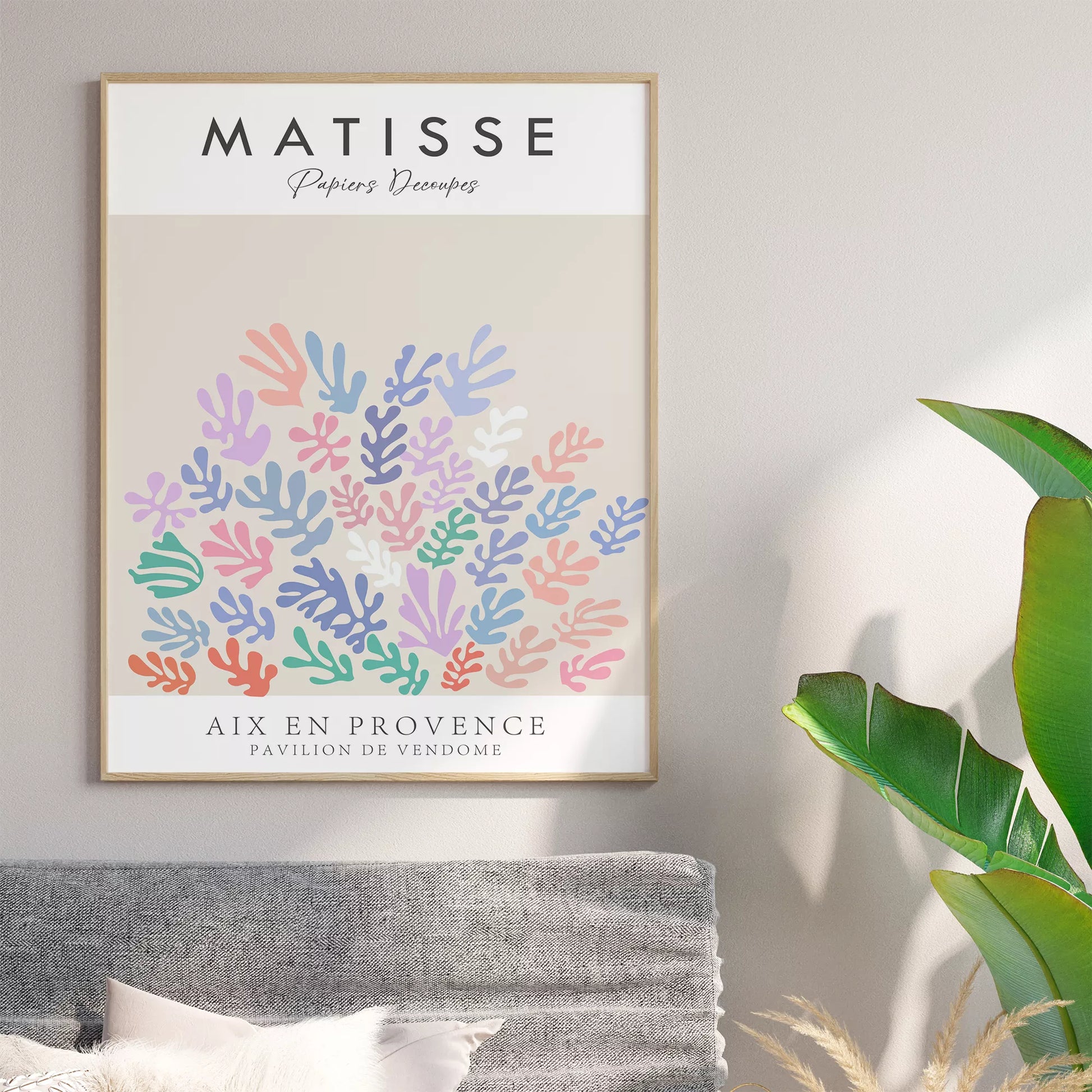 マティス風の抽象的な植物デザイン、パステルカラーのアートポスター