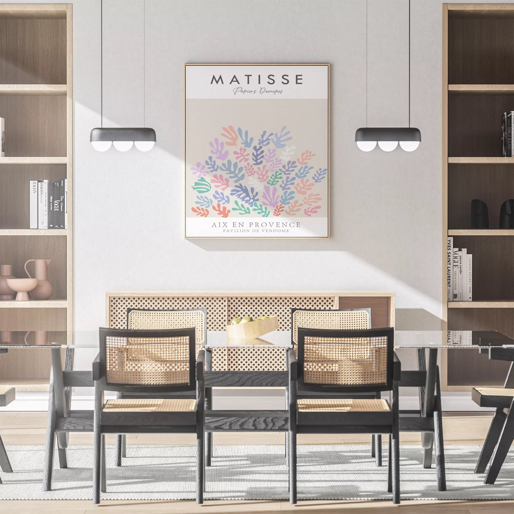 マティス風の抽象的な植物デザイン、パステルカラーのアートポスター