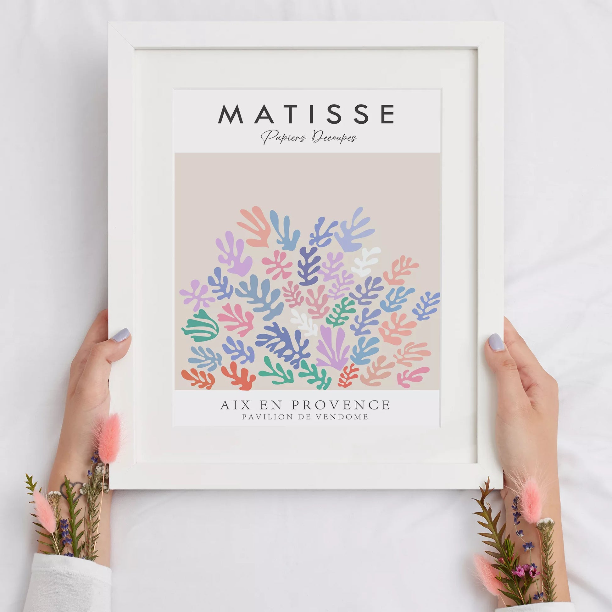 マティス風の抽象的な植物デザイン、パステルカラーのアートポスター