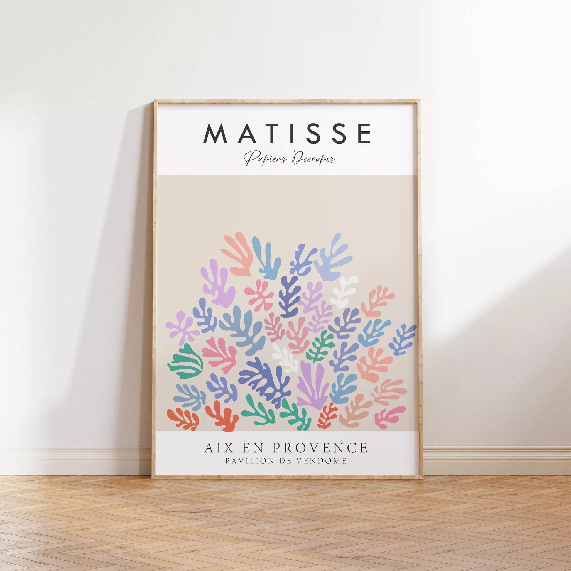 マティス風の抽象的な植物デザイン、パステルカラーのアートポスター