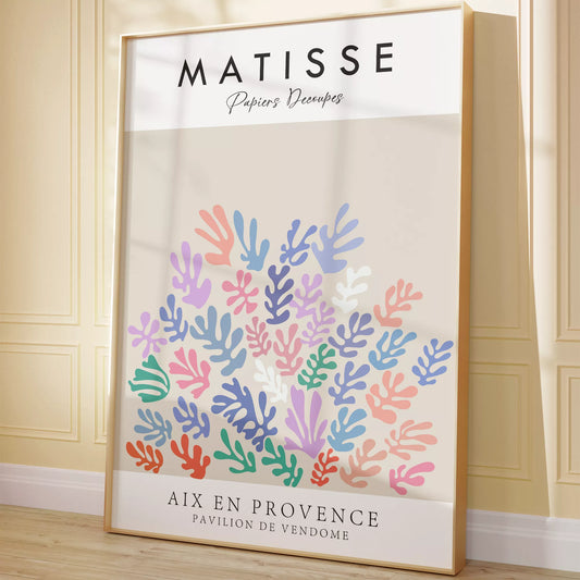 マティス風の抽象的な植物デザイン、パステルカラーのアートポスター