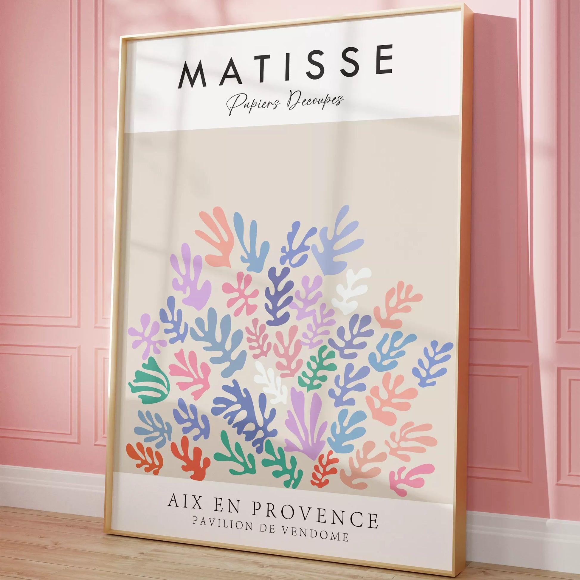 マティス風の抽象的な植物デザイン、パステルカラーのアートポスター