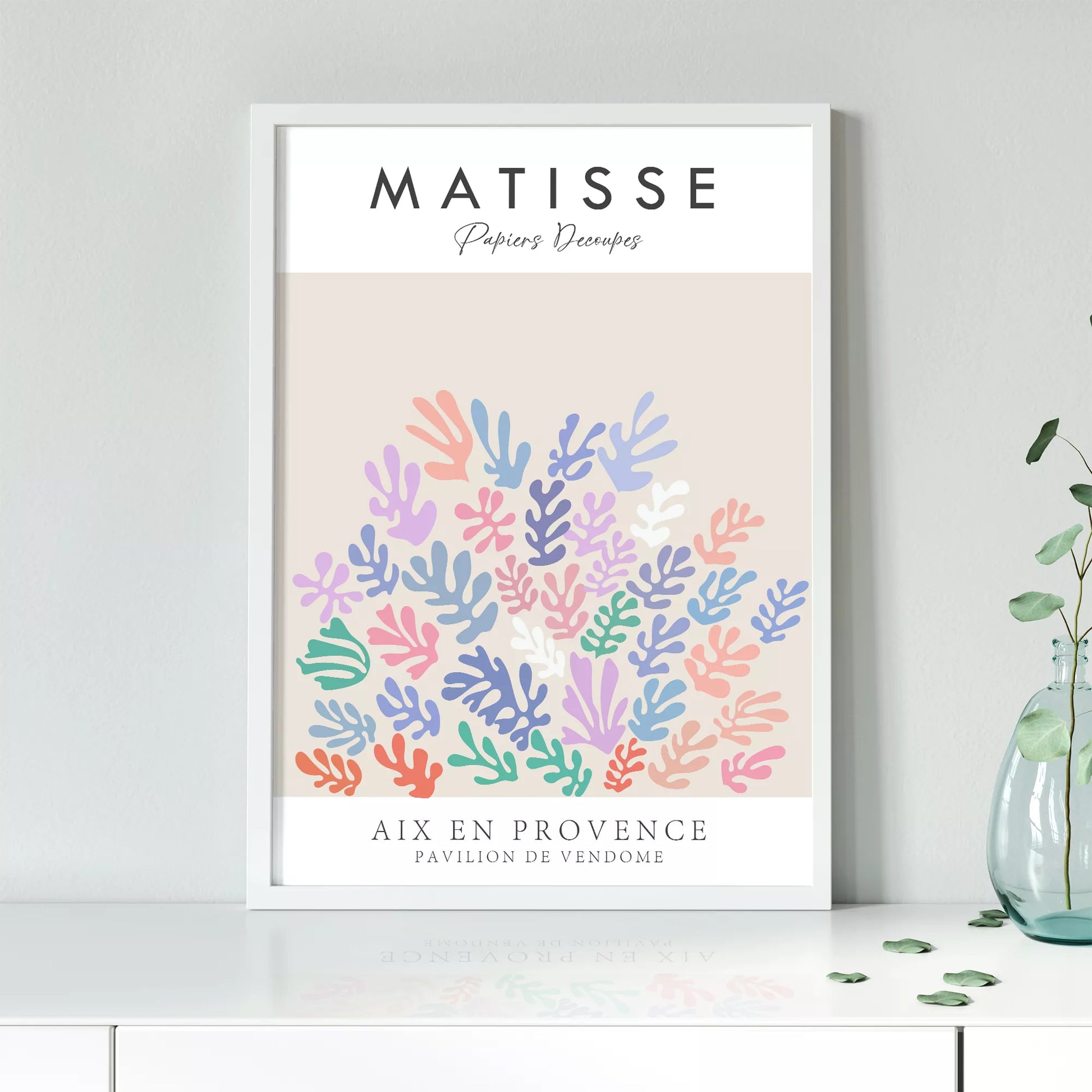 マティス風の抽象的な植物デザイン、パステルカラーのアートポスター