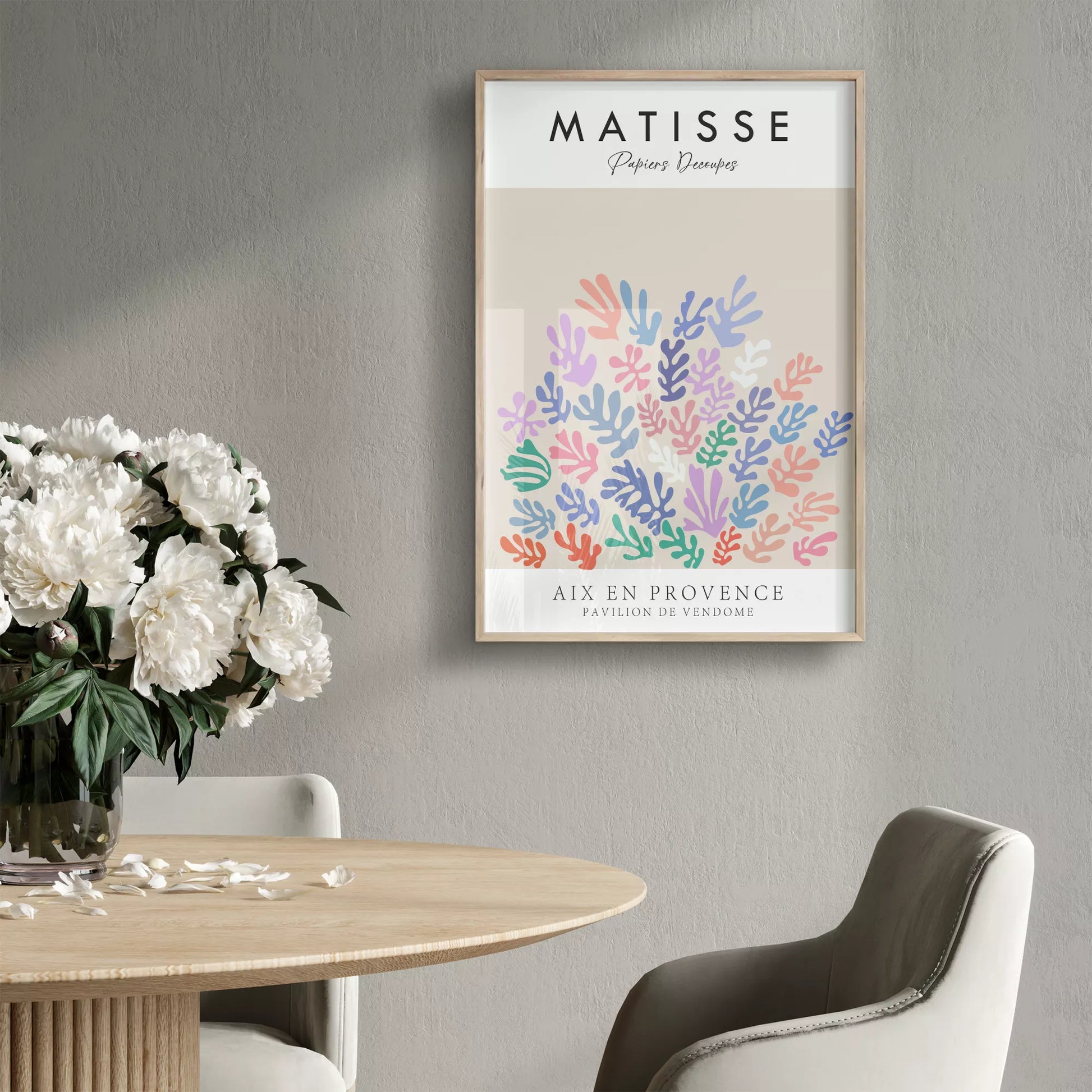 マティス風の抽象的な植物デザイン、パステルカラーのアートポスター