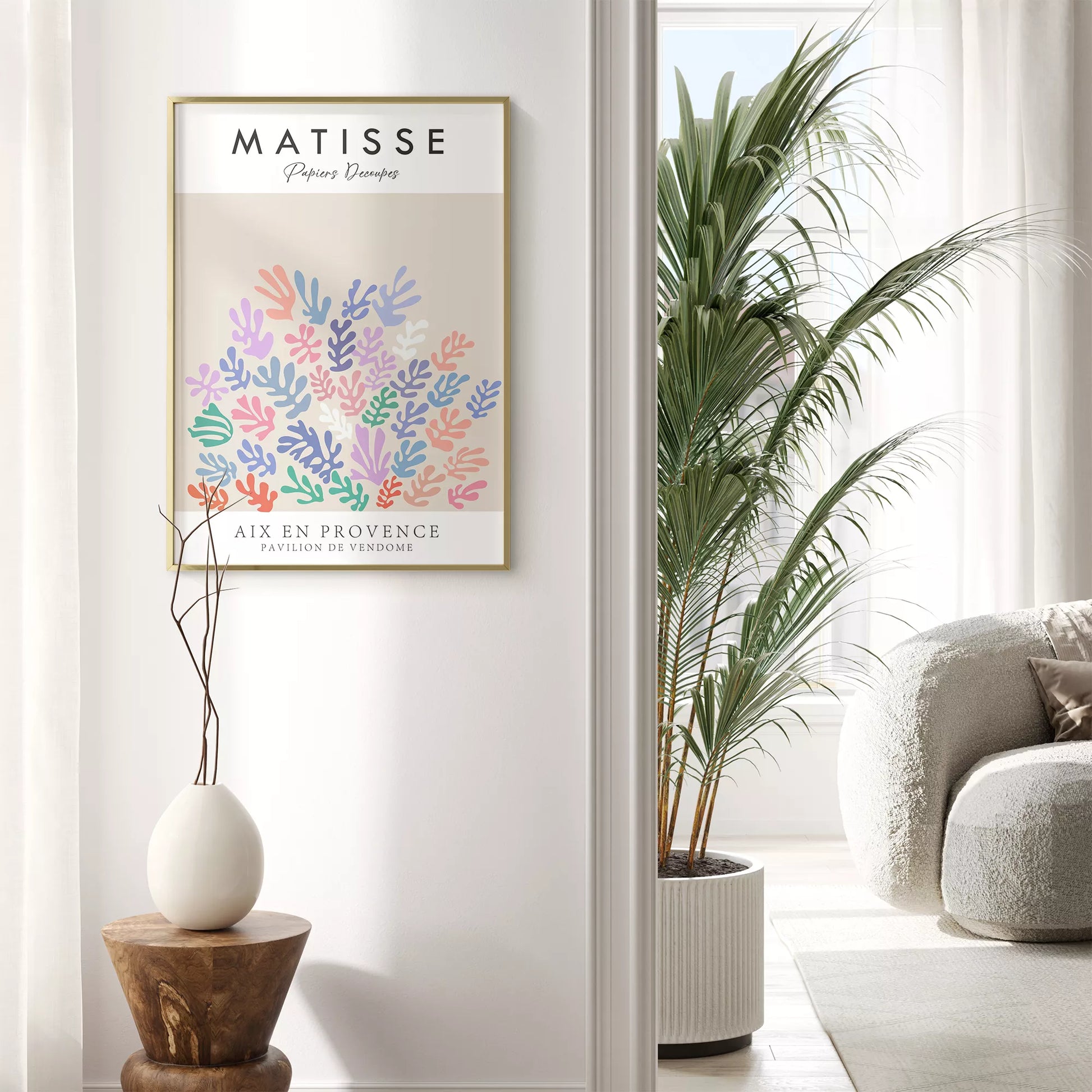 マティス風の抽象的な植物デザイン、パステルカラーのアートポスター