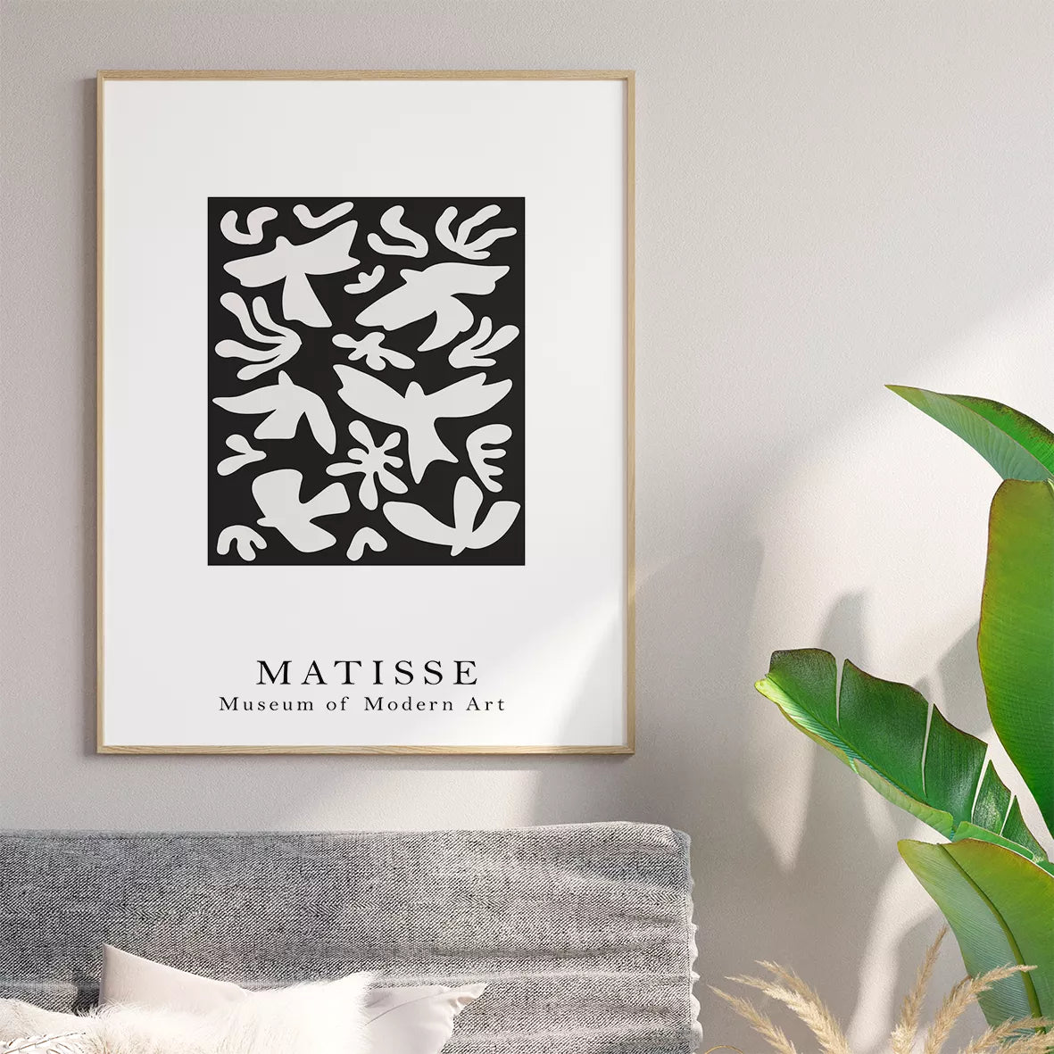 マティス美術館コレクション モノクロ植物画トリプティカ 北欧インテリア