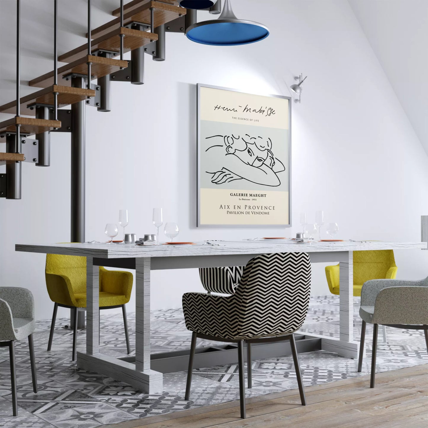 マティスの線画アート展示ポスター、ギャラリーマーグ1951年展示作品