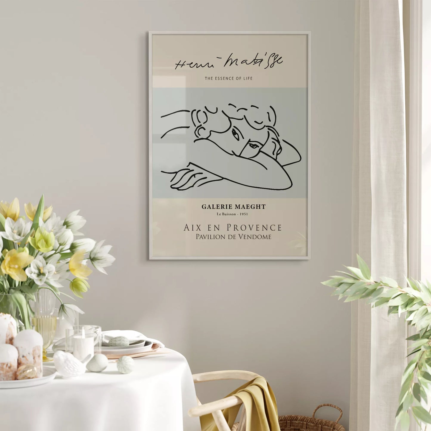 マティスの線画アート展示ポスター、ギャラリーマーグ1951年展示作品