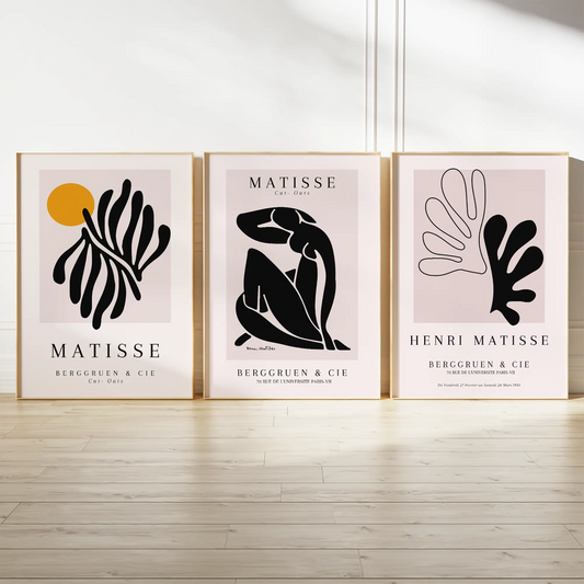 ヴィンテージ風マティス展覧会アートポスター ピンク 北欧モダン 3枚セット