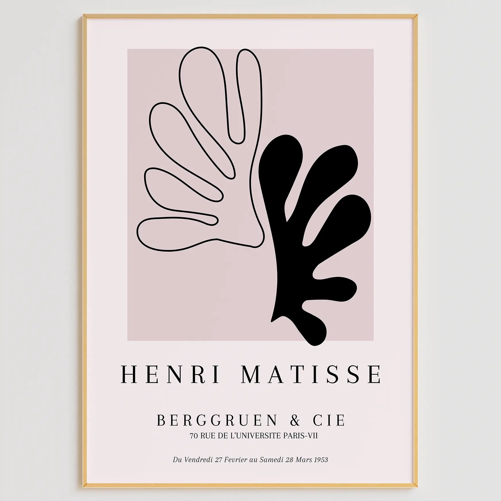 マティス展覧会ポスター3点セット、モノクロームデザイン、抽象的な植物モチーフ