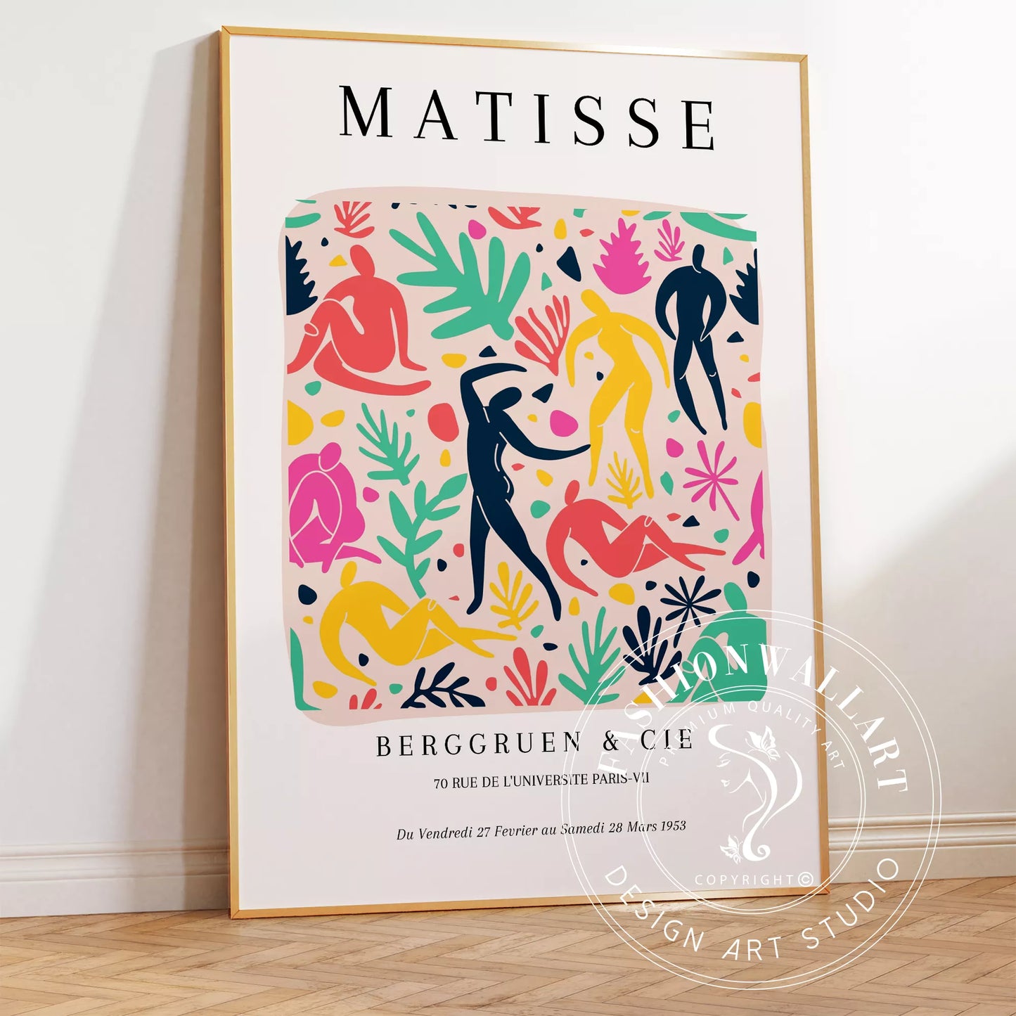 マティス風アート 色彩豊かな人物シルエットと植物モチーフのポスター