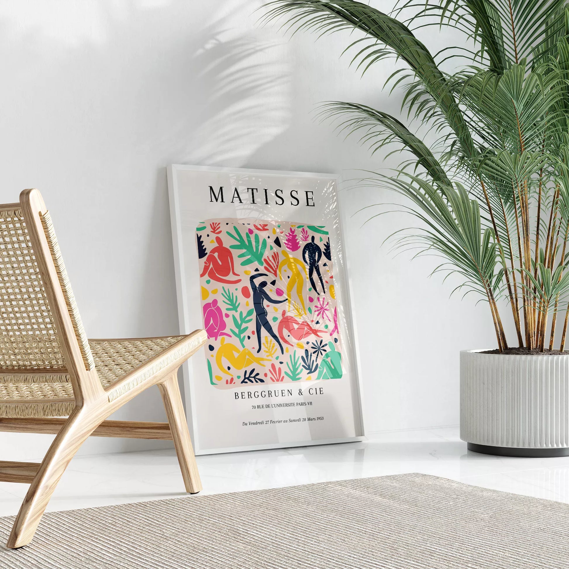 マティス風アート 色彩豊かな人物シルエットと植物モチーフのポスター