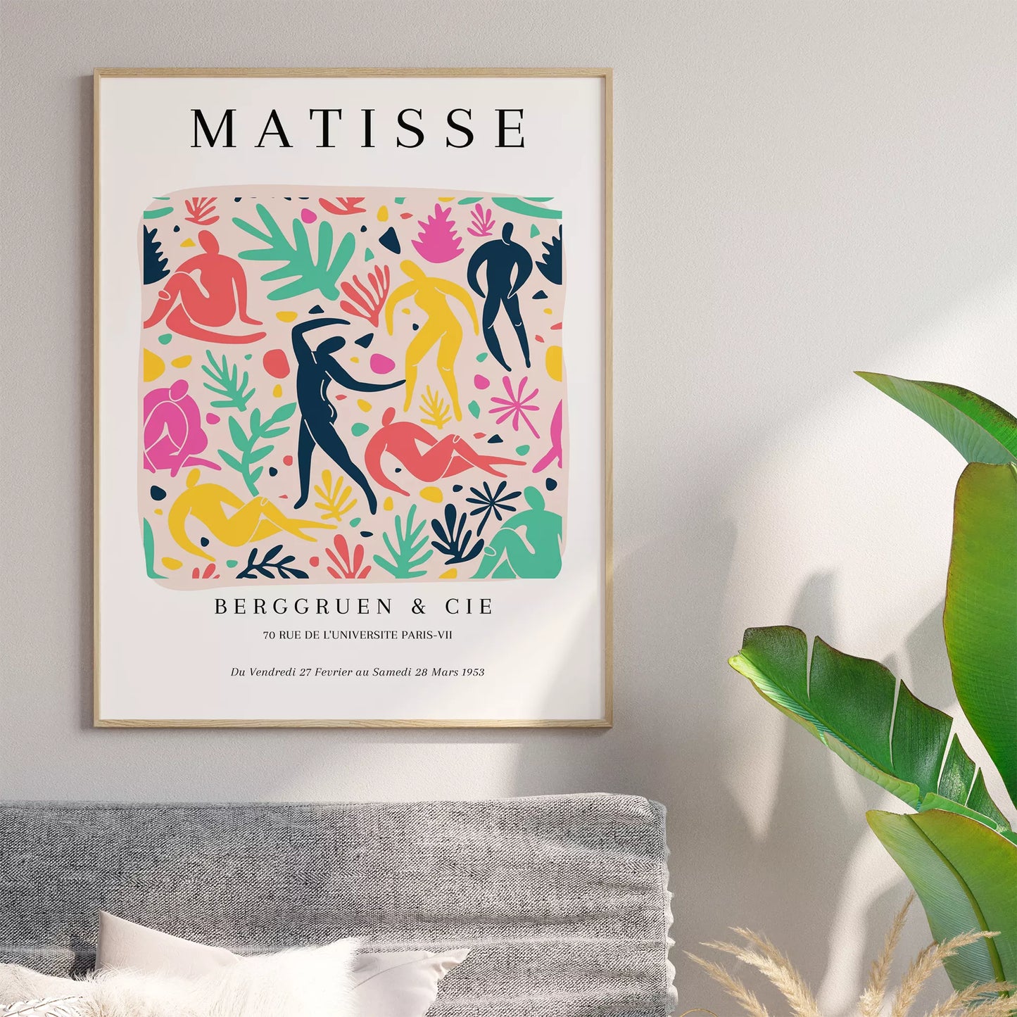 マティス風アート 色彩豊かな人物シルエットと植物モチーフのポスター