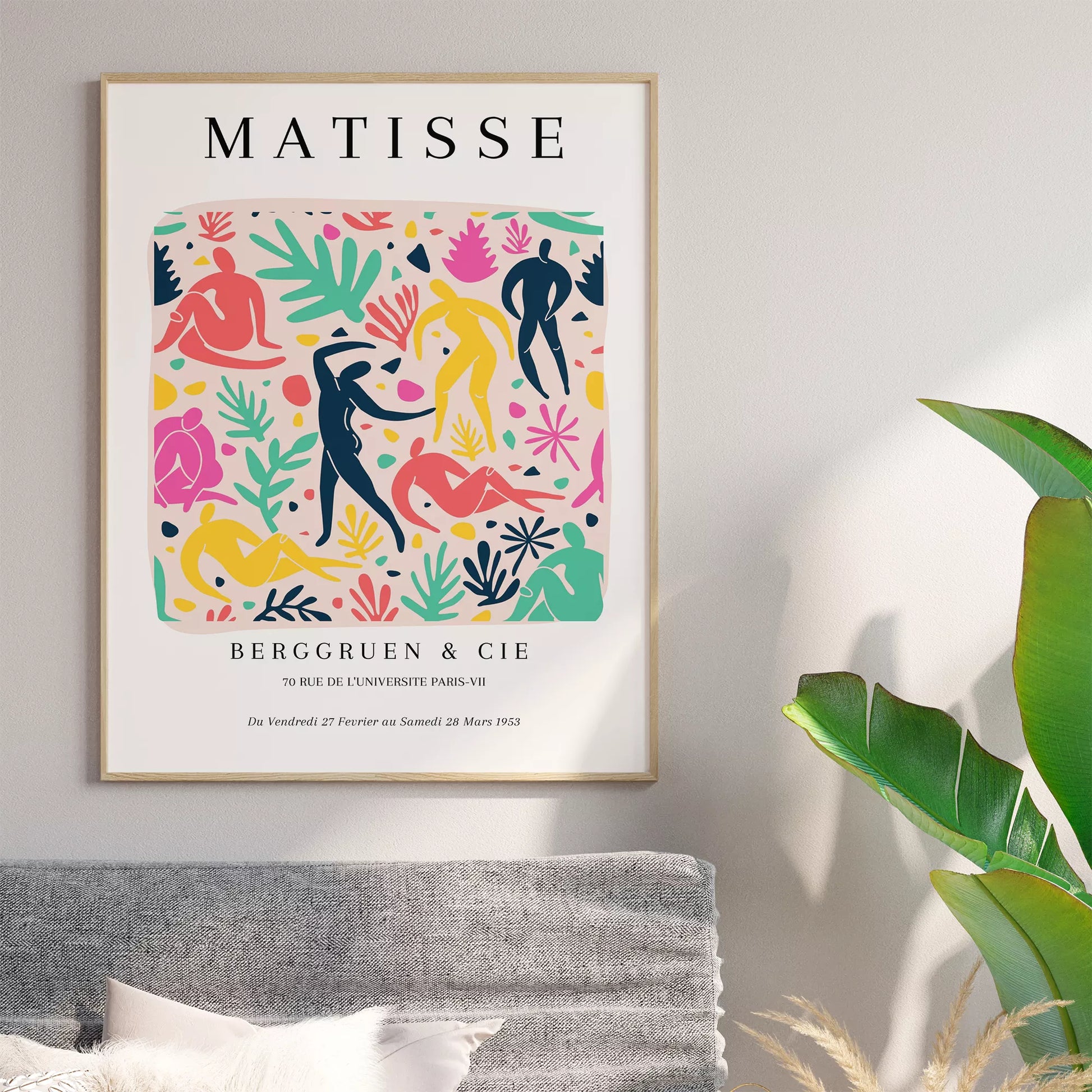 マティス風アート 色彩豊かな人物シルエットと植物モチーフのポスター