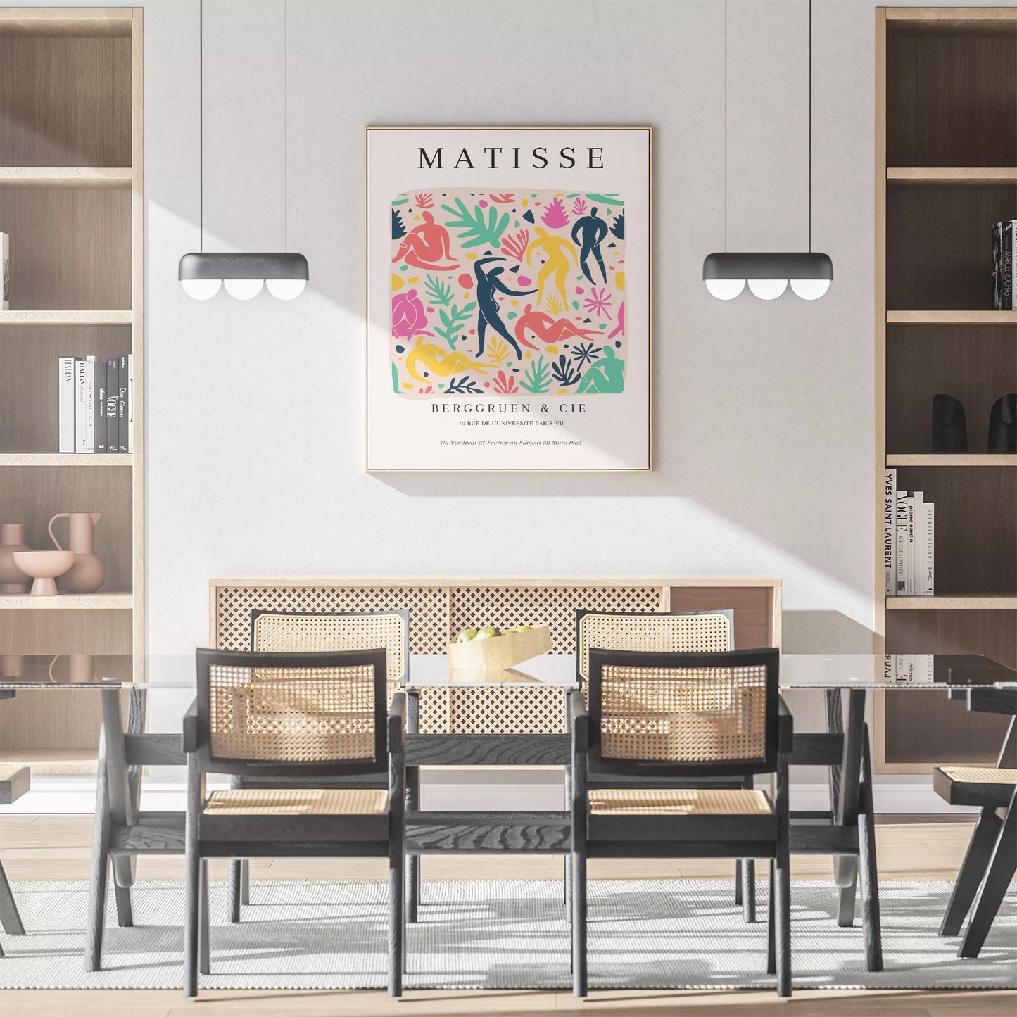 マティス風アート 色彩豊かな人物シルエットと植物モチーフのポスター