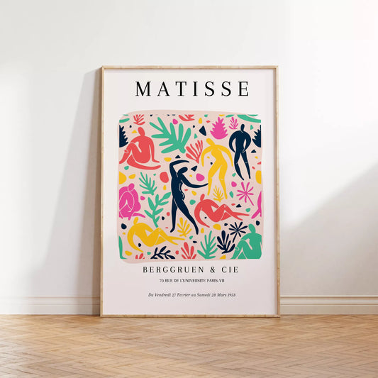 マティス風アート 色彩豊かな人物シルエットと植物モチーフのポスター