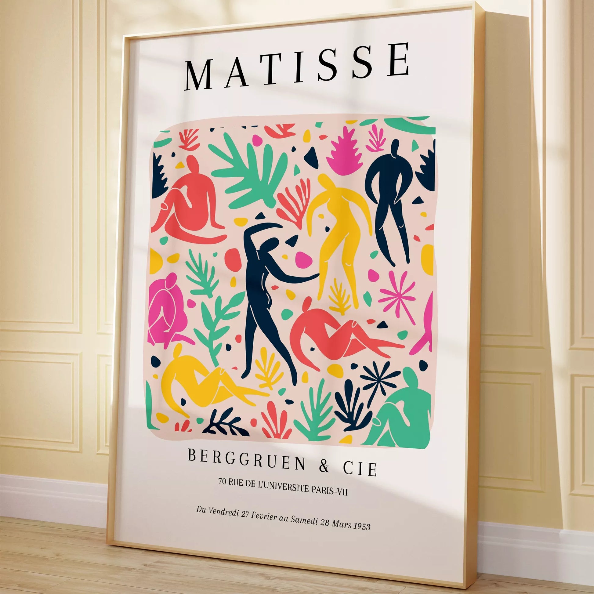 マティス風アート 色彩豊かな人物シルエットと植物モチーフのポスター