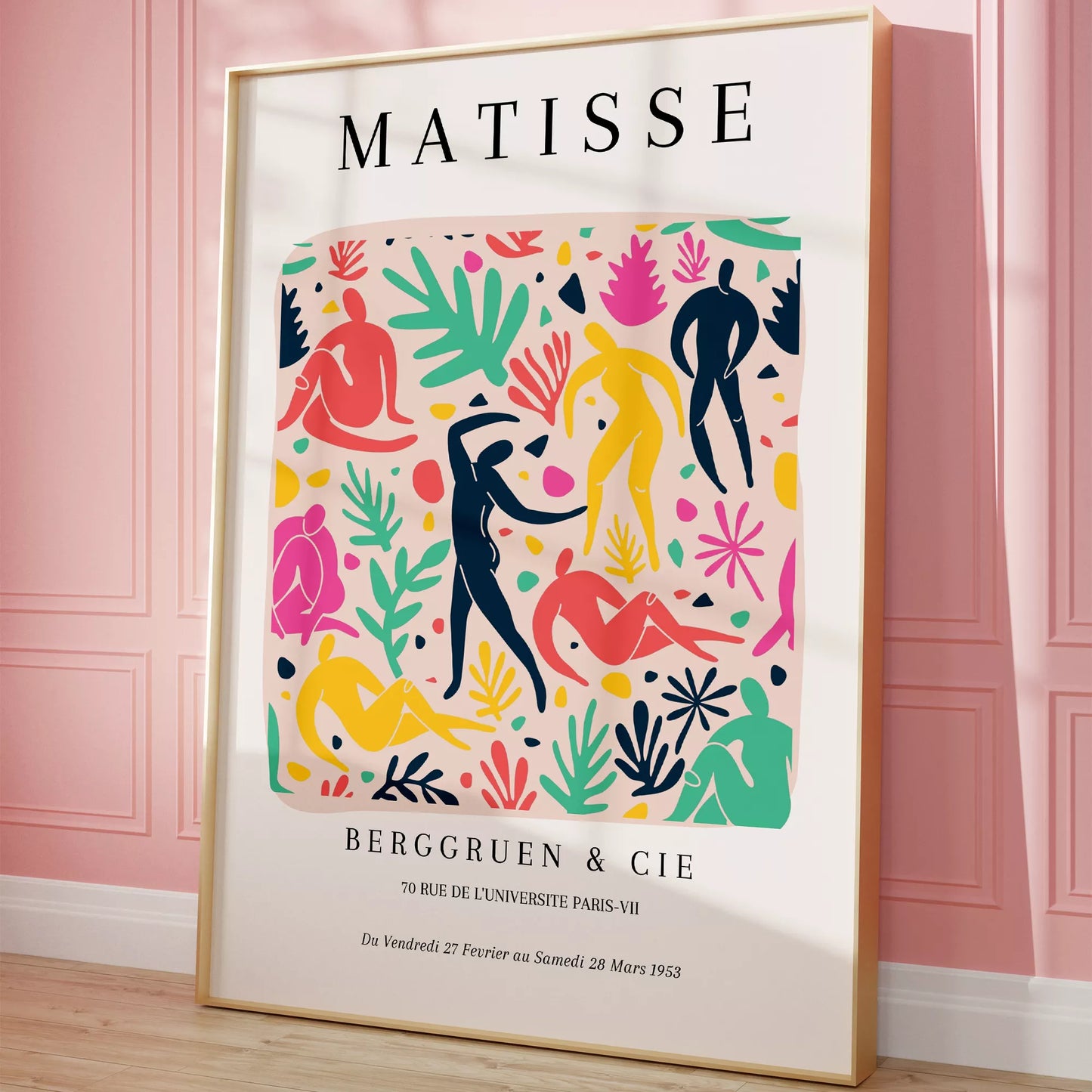 マティス風アート 色彩豊かな人物シルエットと植物モチーフのポスター