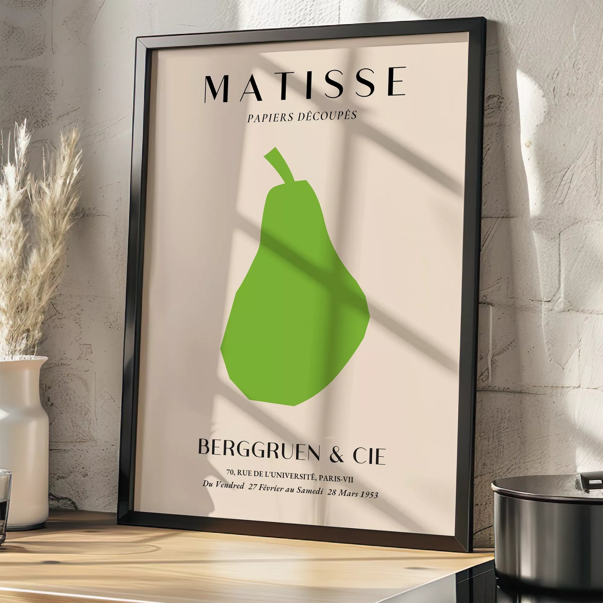 マティスの切り絵アート緑の洋梨、1953年パリ展覧会ポスター