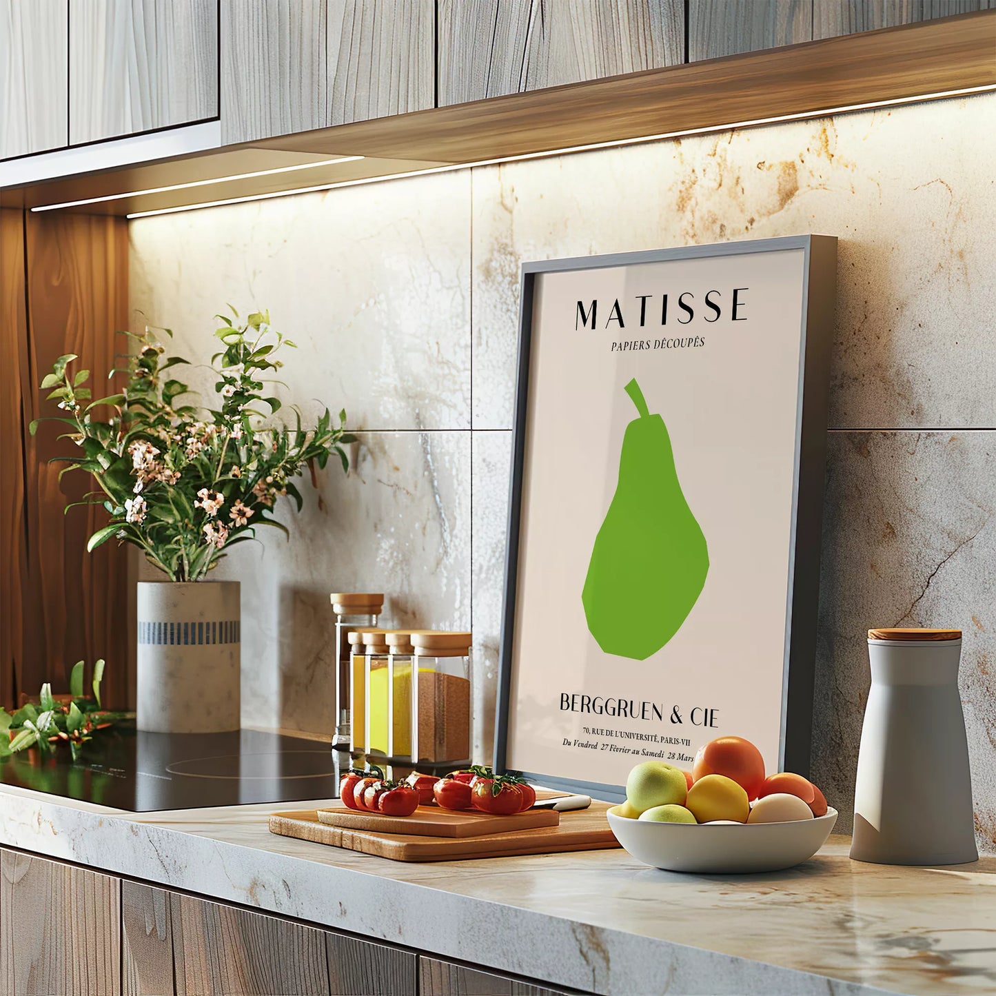 マティスの切り絵アート緑の洋梨、1953年パリ展覧会ポスター