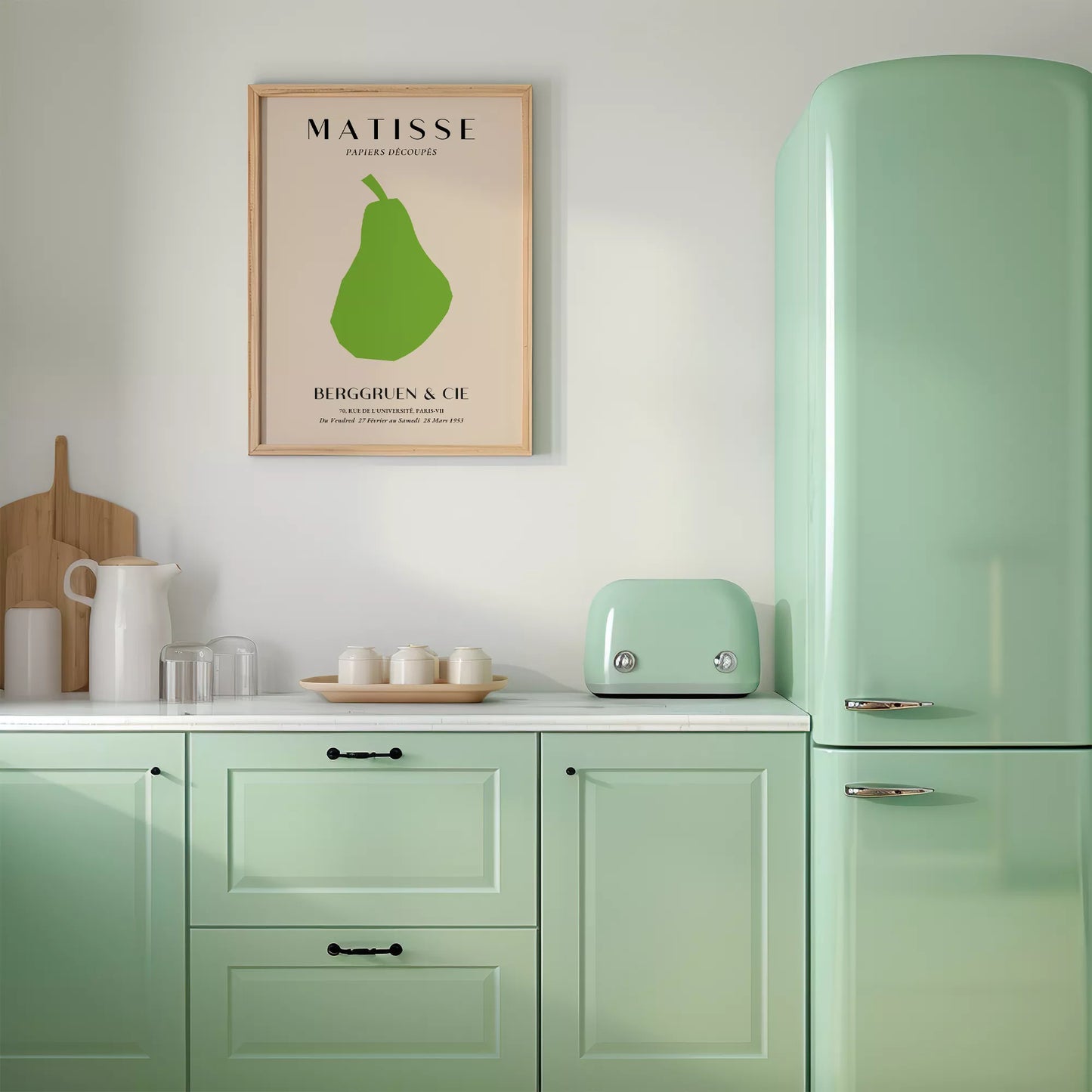 マティスの切り絵アート緑の洋梨、1953年パリ展覧会ポスター