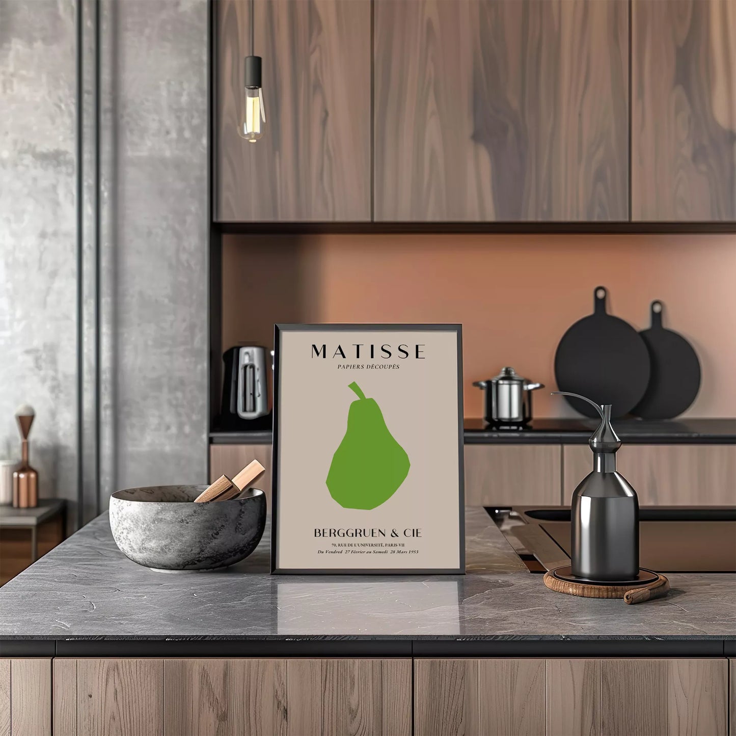 マティスの切り絵アート緑の洋梨、1953年パリ展覧会ポスター