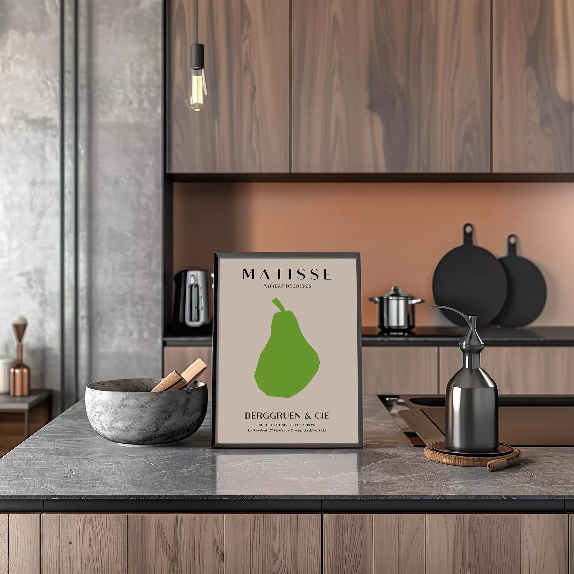 マティスの切り絵アート緑の洋梨、1953年パリ展覧会ポスター