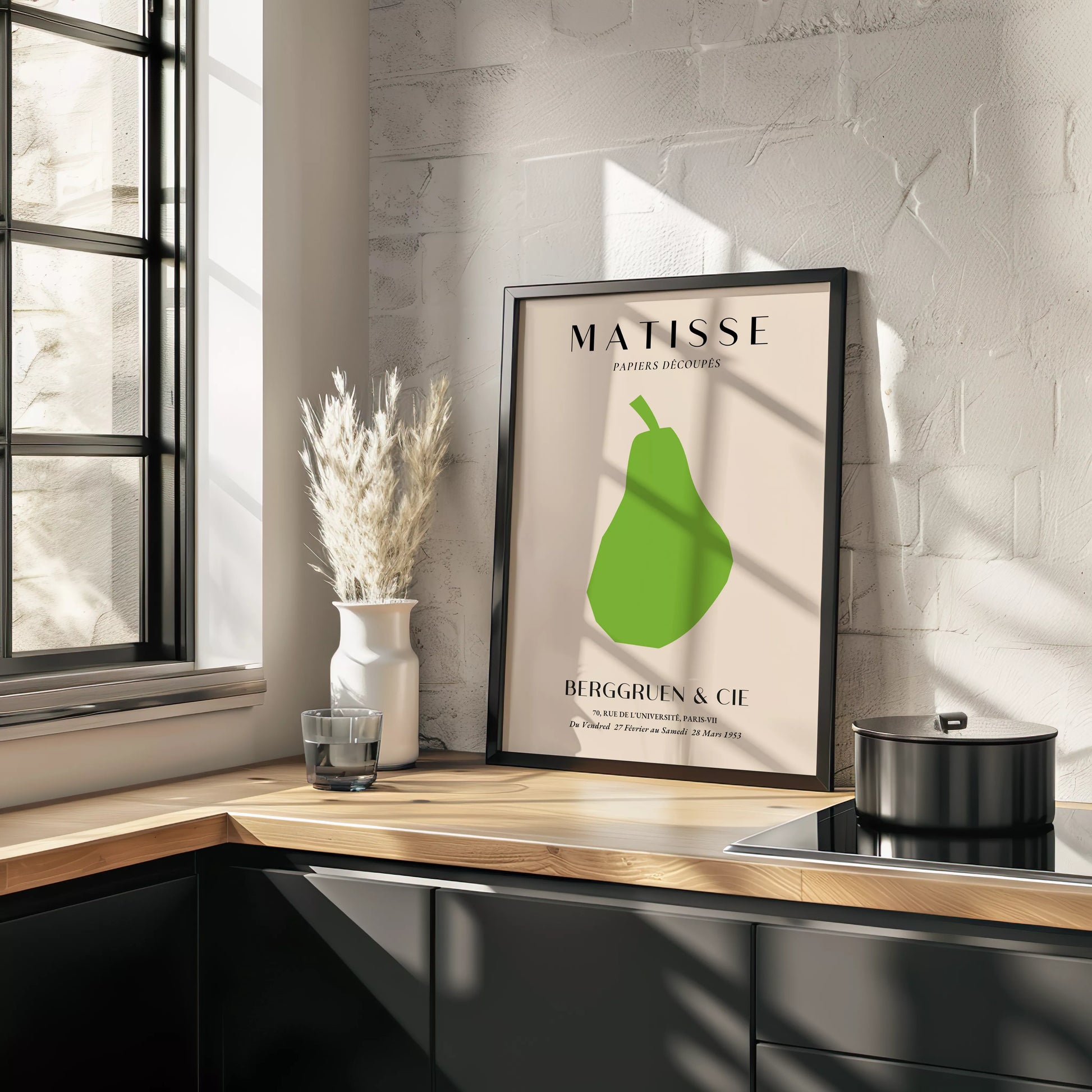 マティスの切り絵アート緑の洋梨、1953年パリ展覧会ポスター