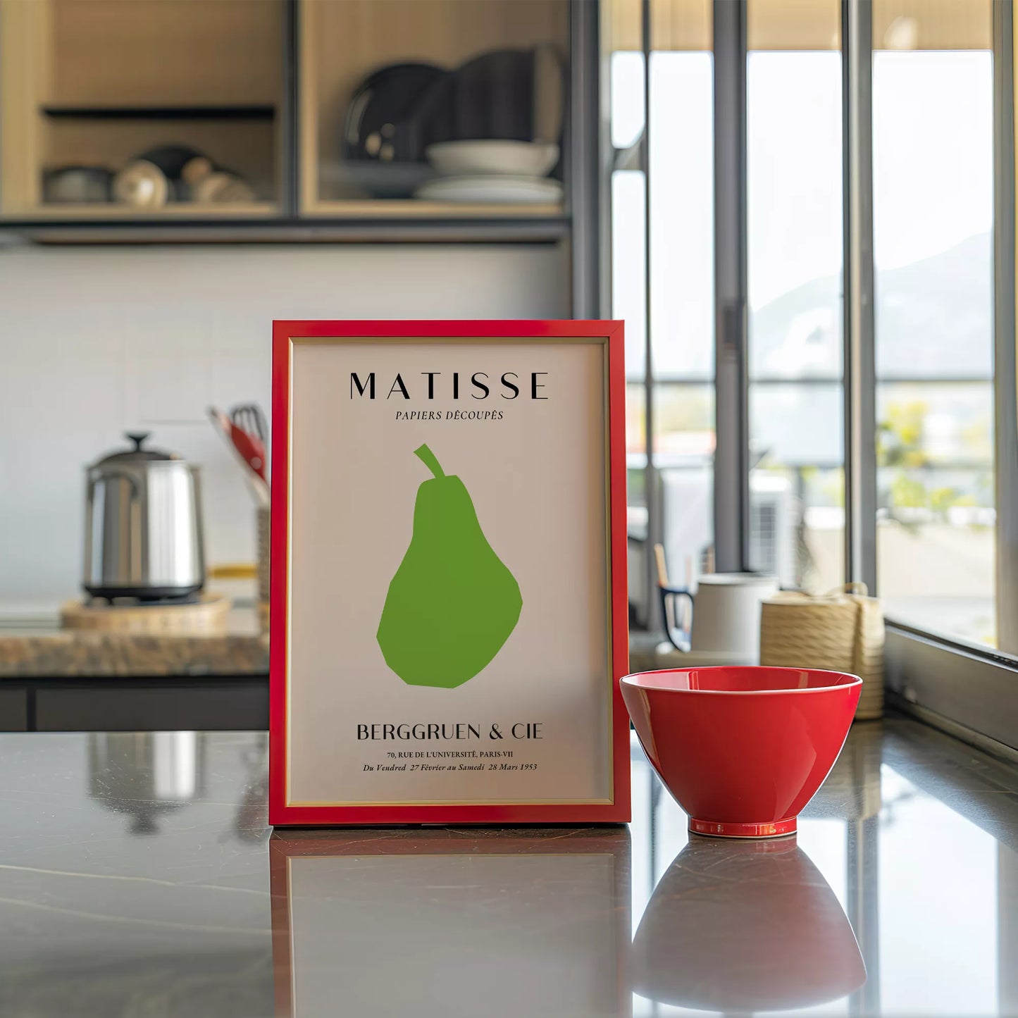 マティスの切り絵アート緑の洋梨、1953年パリ展覧会ポスター