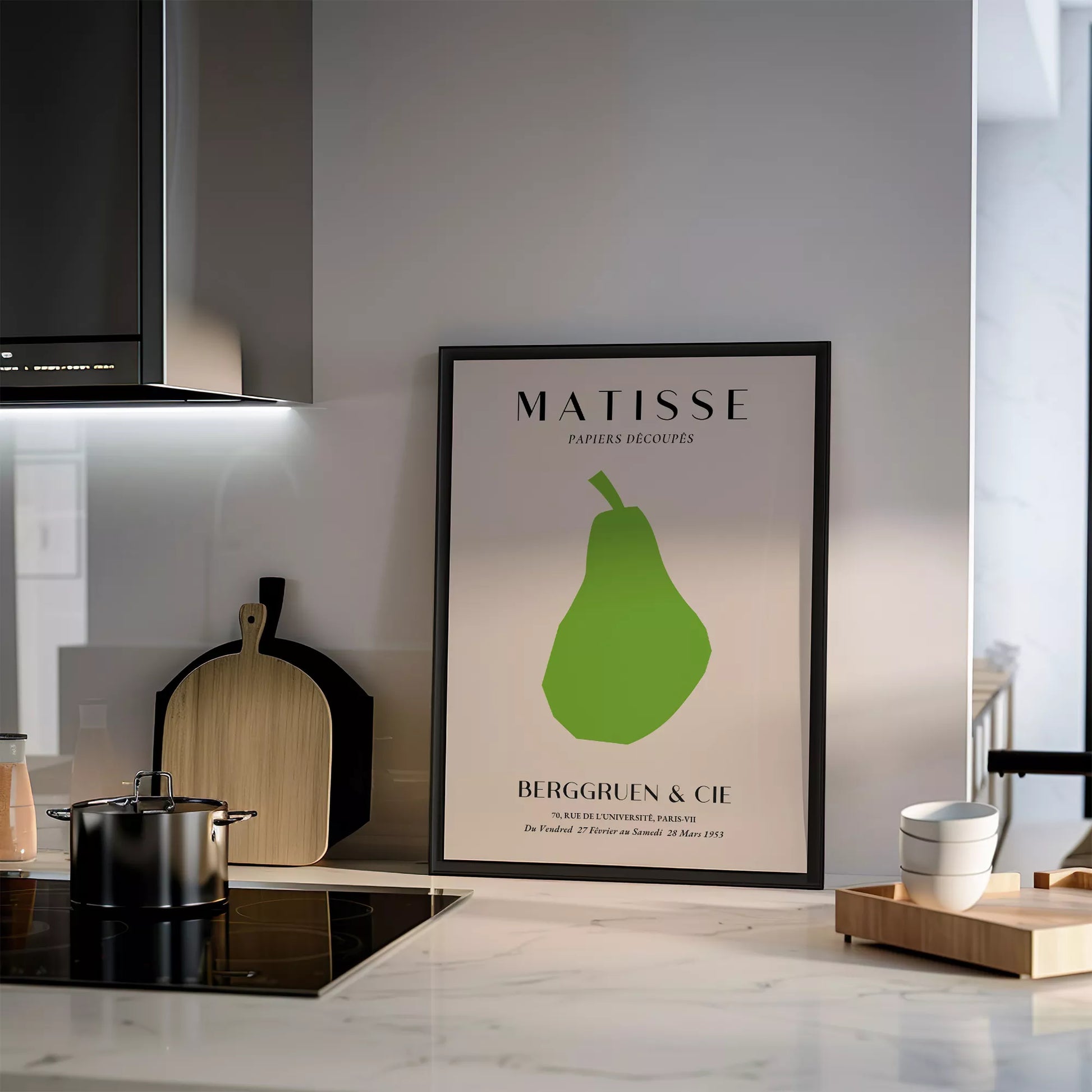 マティスの切り絵アート緑の洋梨、1953年パリ展覧会ポスター