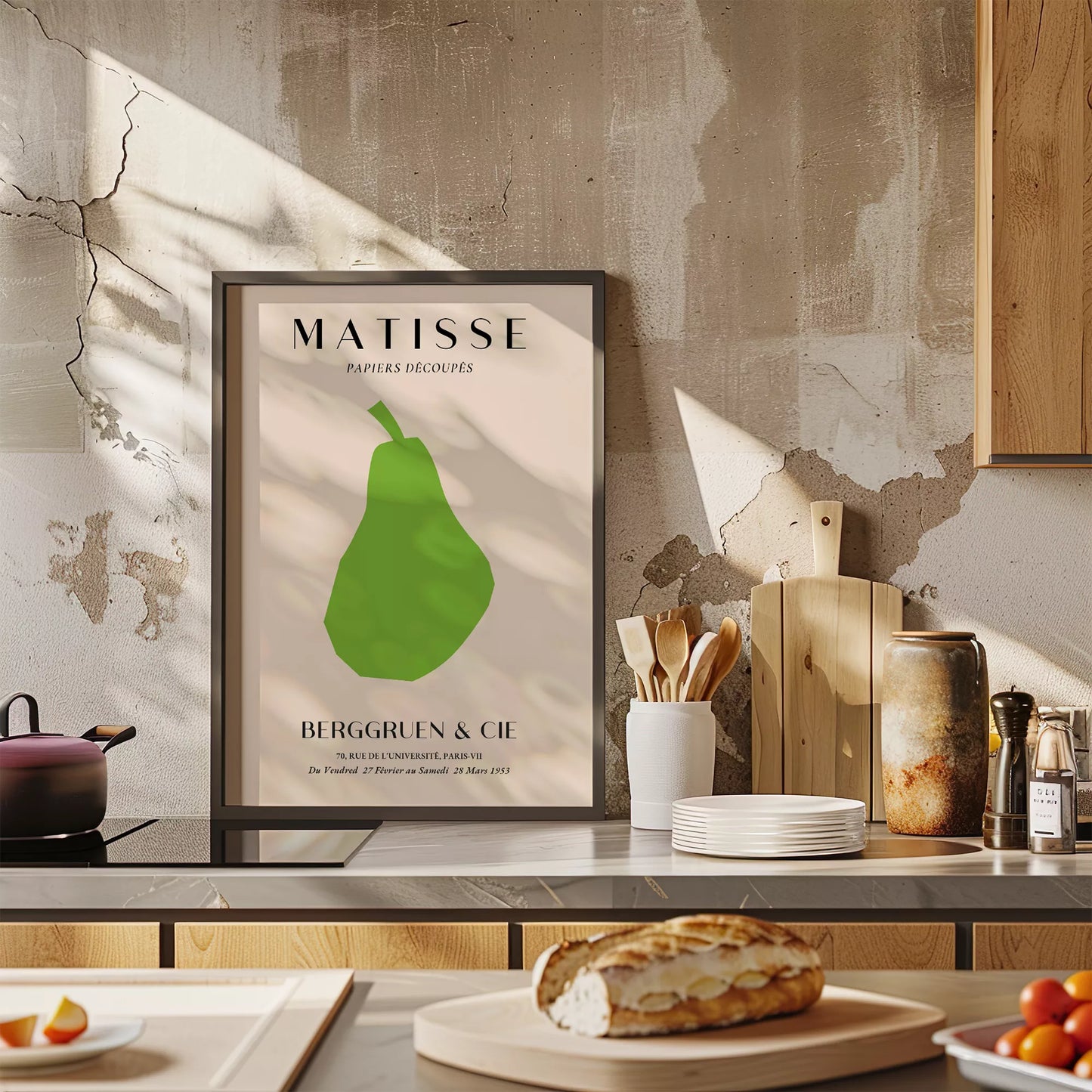 マティスの切り絵アート緑の洋梨、1953年パリ展覧会ポスター