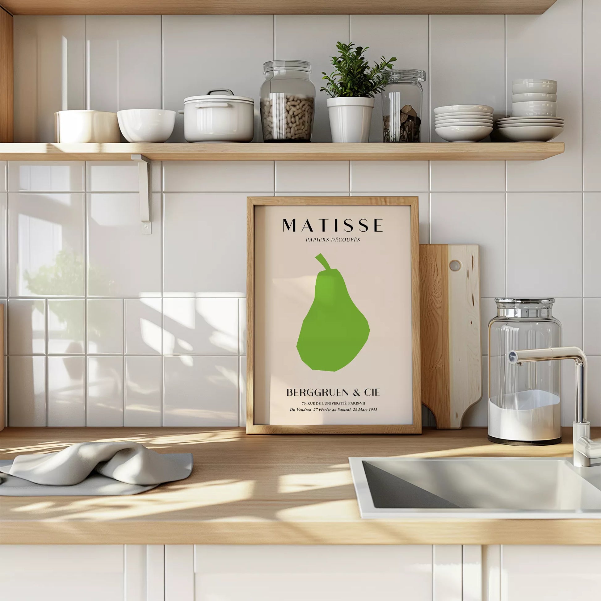 マティスの切り絵アート緑の洋梨、1953年パリ展覧会ポスター