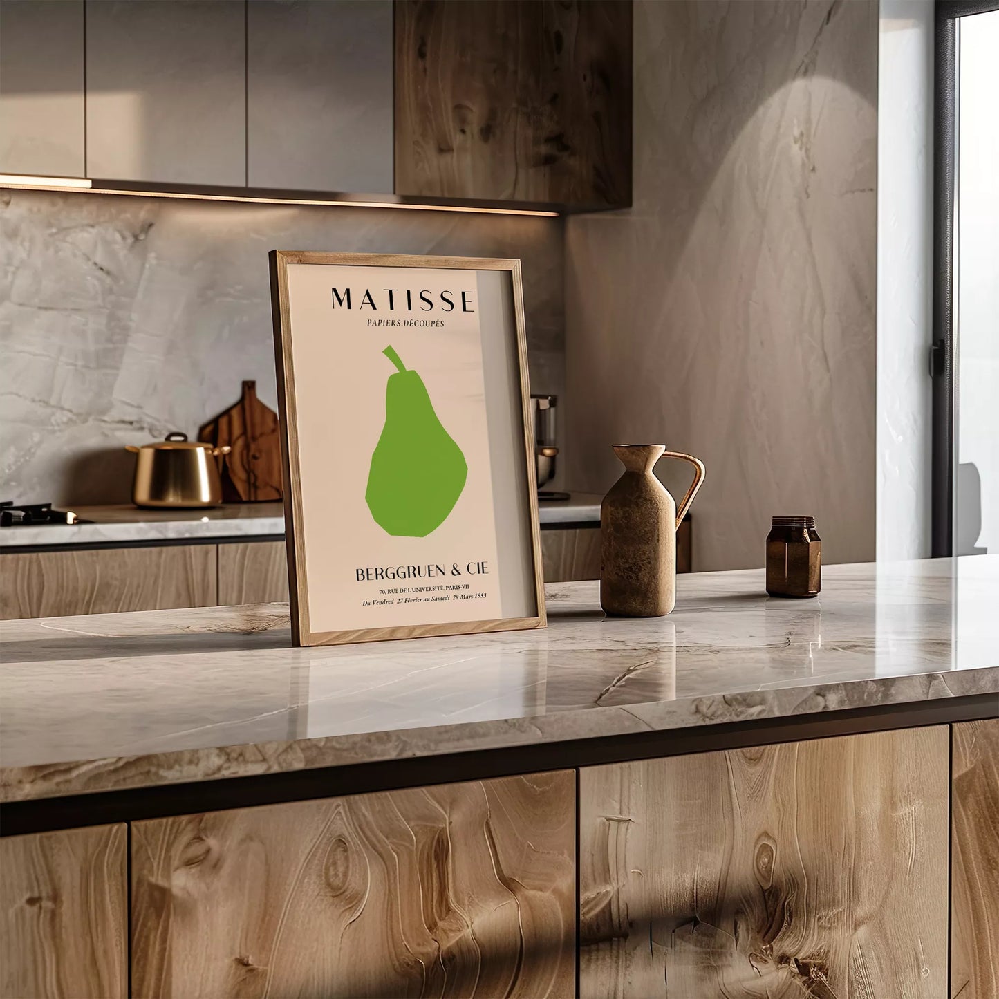 マティスの切り絵アート緑の洋梨、1953年パリ展覧会ポスター