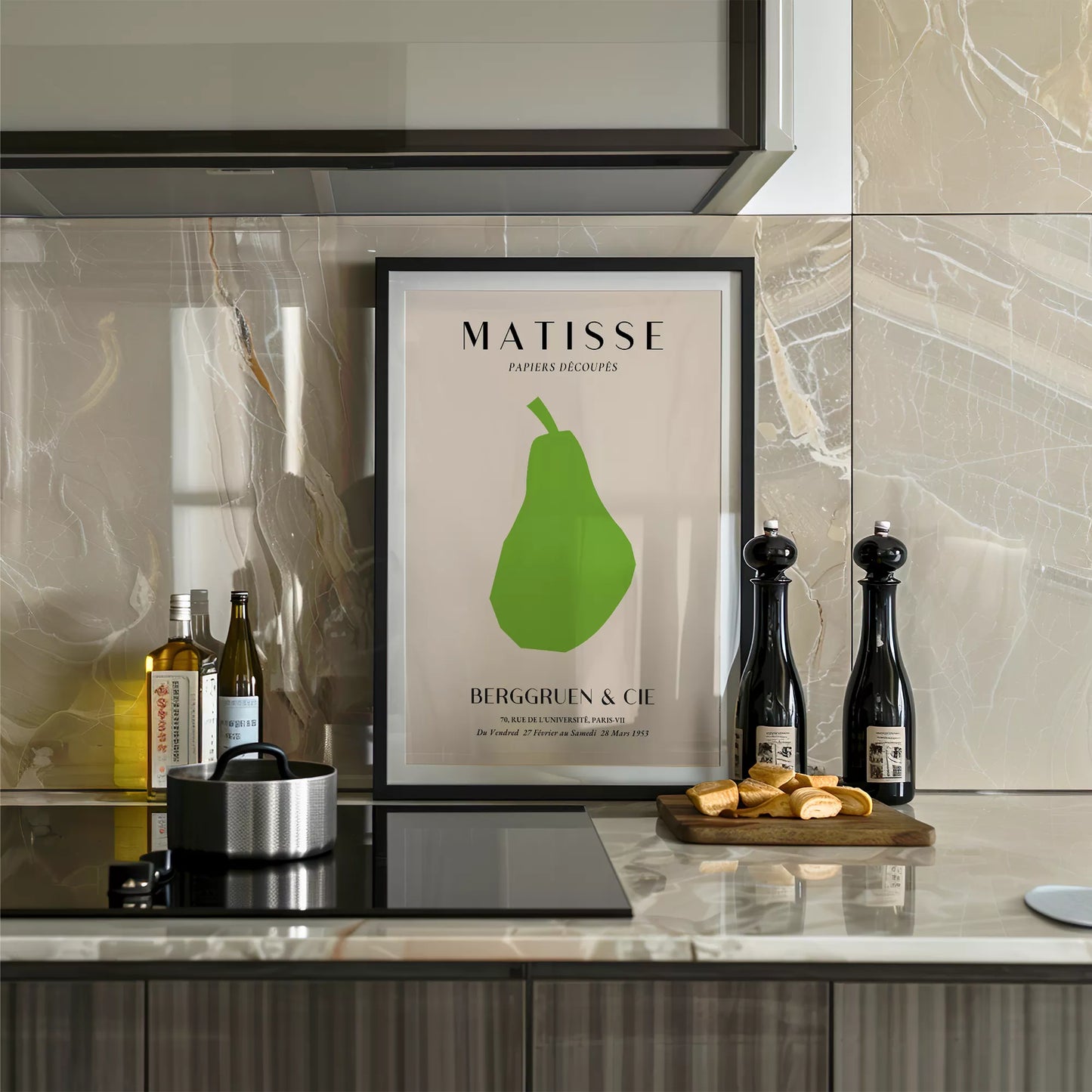 マティスの切り絵アート緑の洋梨、1953年パリ展覧会ポスター