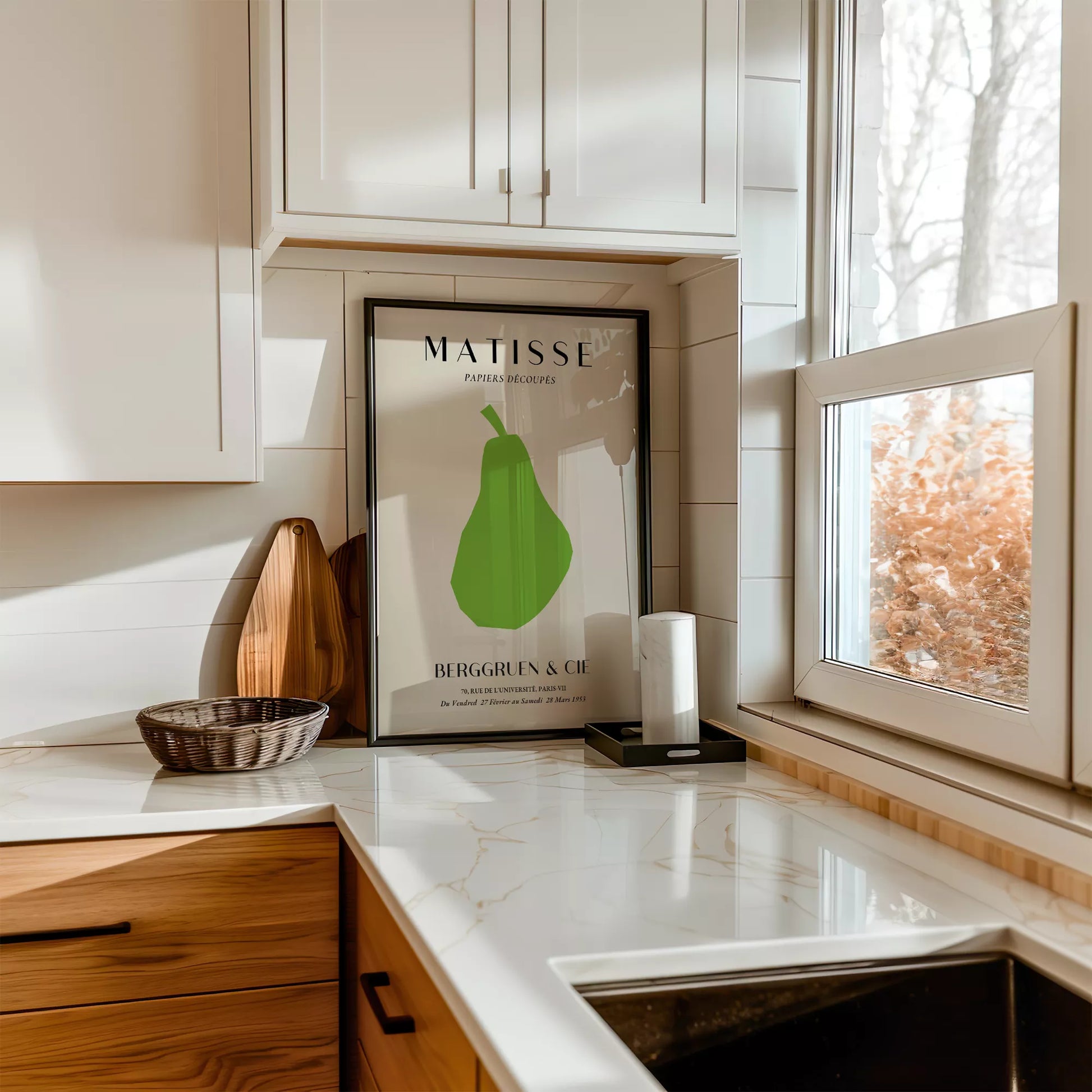 マティスの切り絵アート緑の洋梨、1953年パリ展覧会ポスター