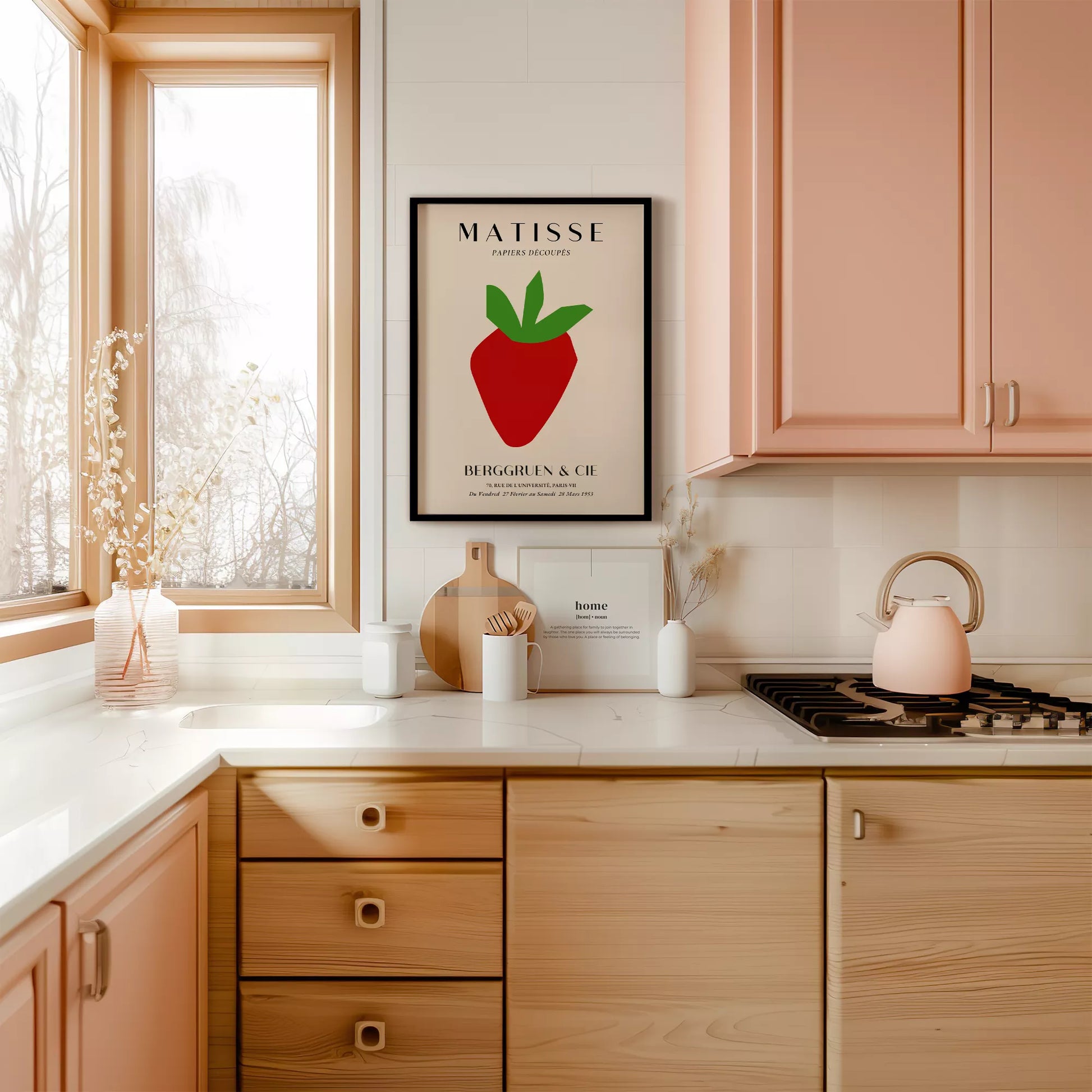 マティスの切り絵アート いちごのミニマルデザイン 1953年展覧会ポスター