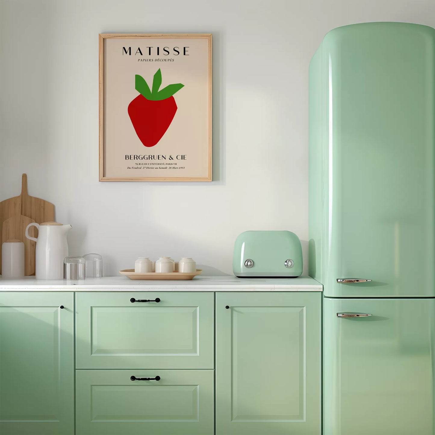 マティスの切り絵アート いちごのミニマルデザイン 1953年展覧会ポスター