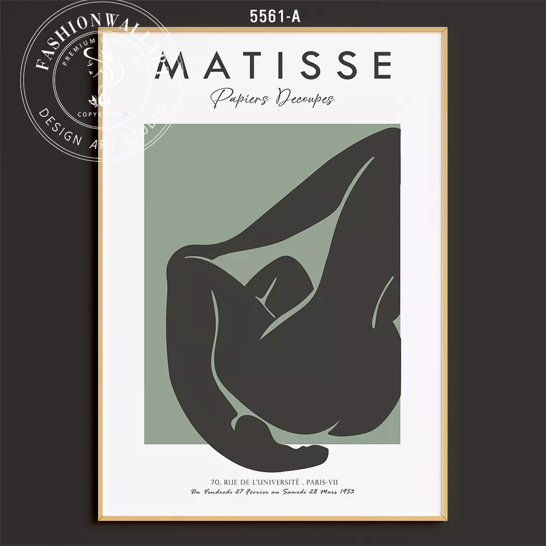 マティス切り絵アートセット シンプルな花瓶とシルエット グリーン背景