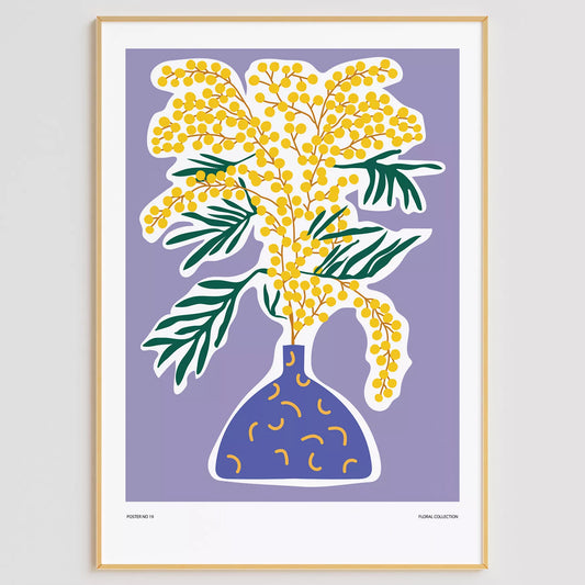 北欧デザインの抽象ミモザボタニカルアートポスター モダンインテリア