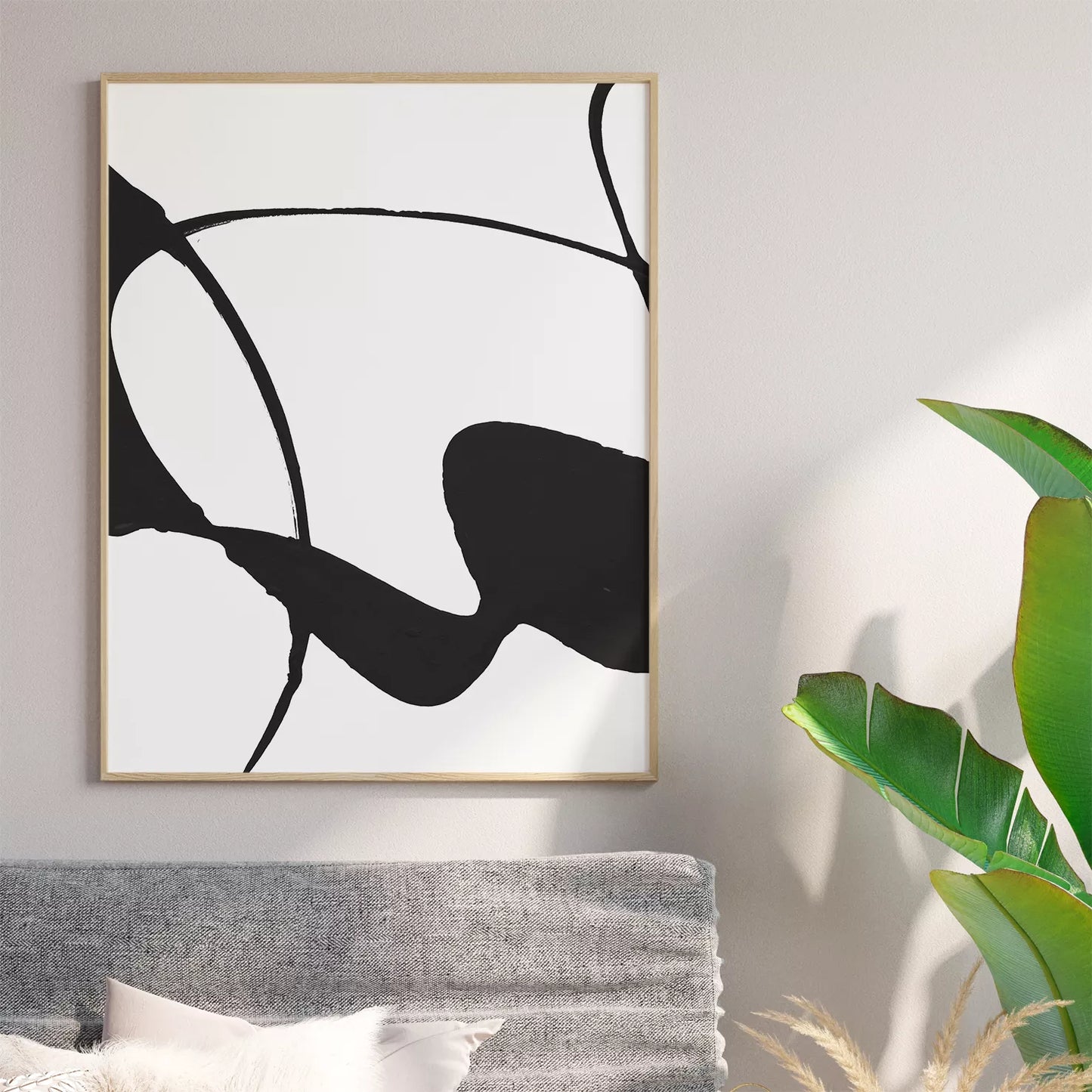 モノクロ抽象画3枚セット 北欧モダンインテリアアート